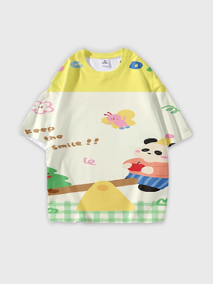 T-shirt round neck Pattern loose short sleeve P2832