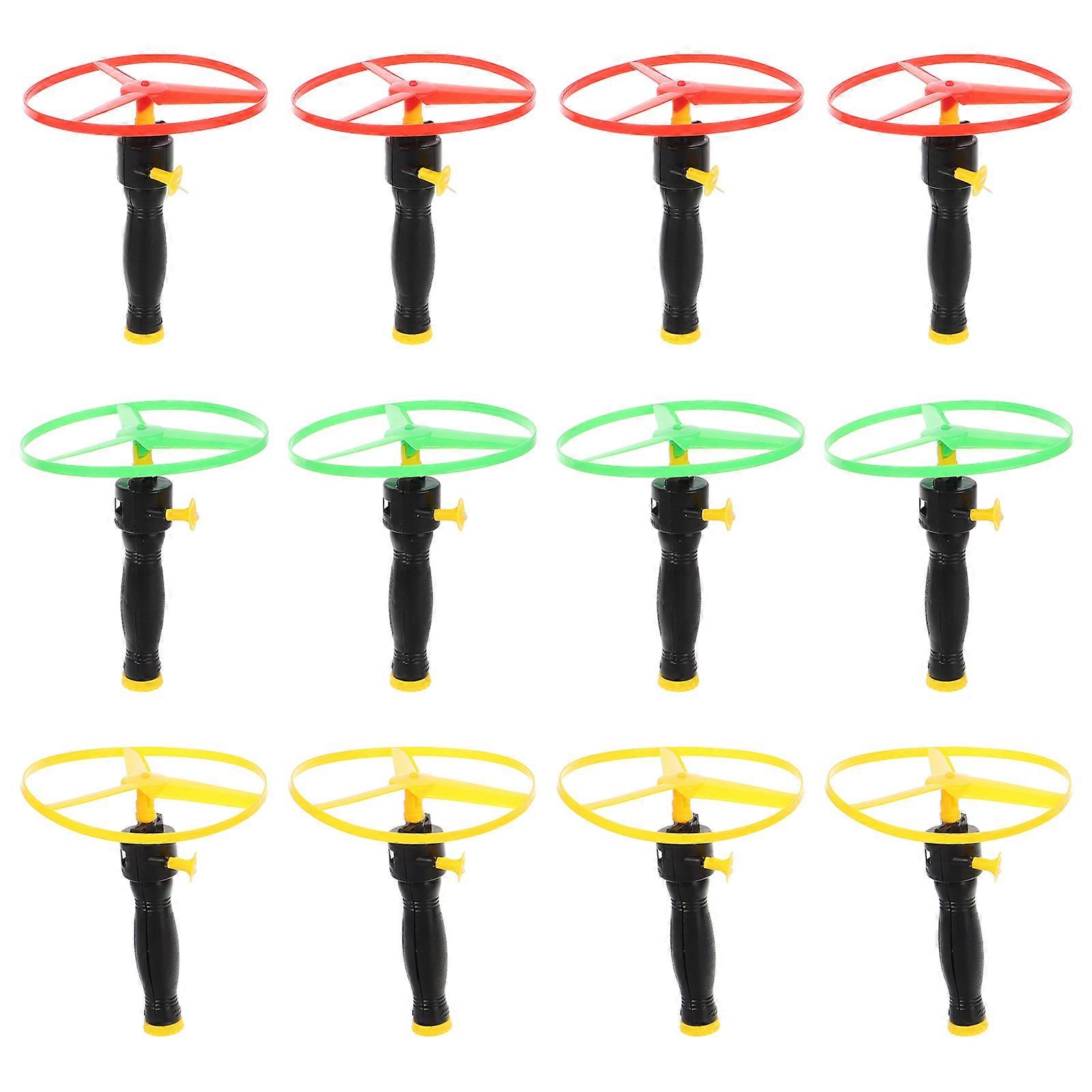 12pcs Flying Disc Toys Kids Flying Disc Plaything Pull String Flying Saucers