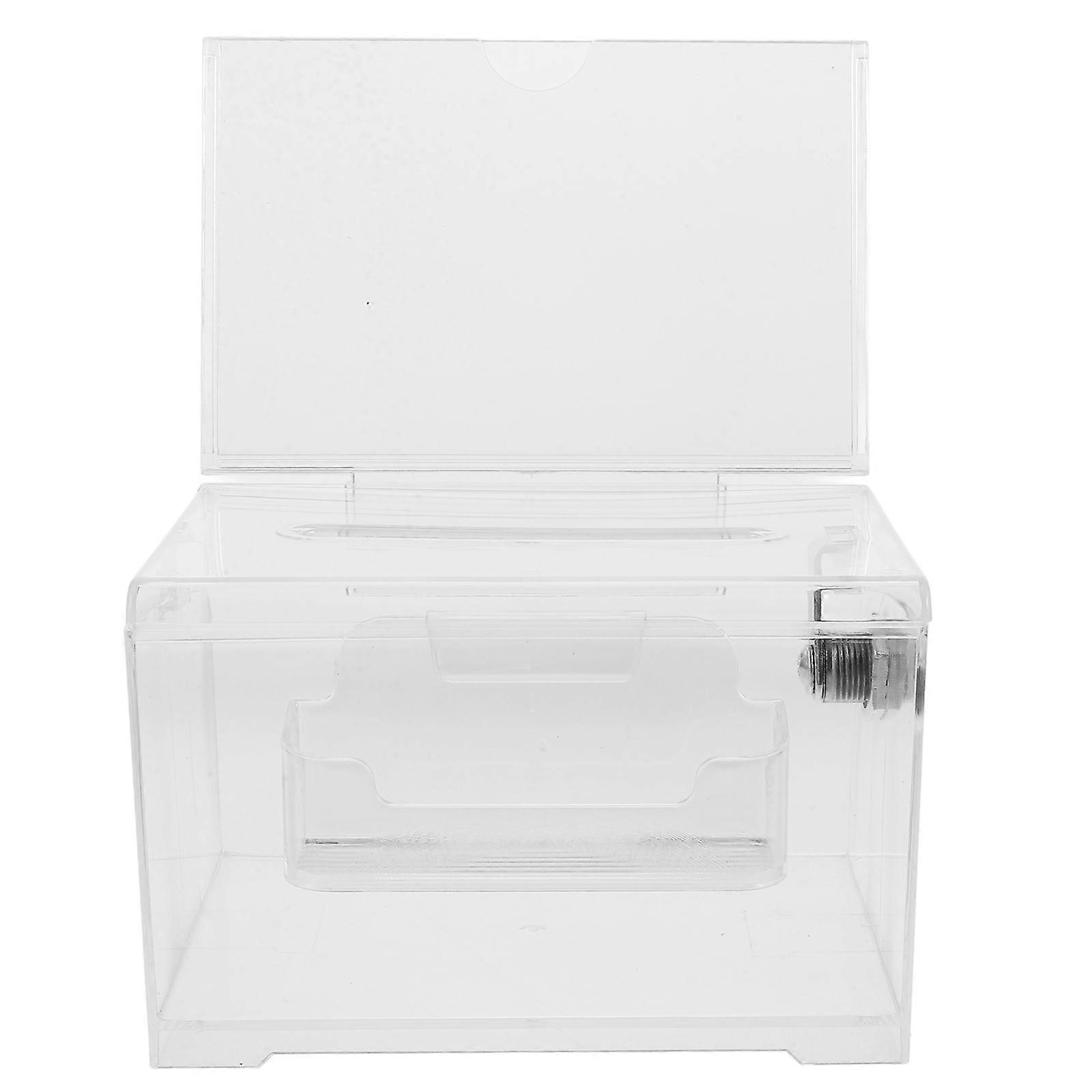 Clear Acrylic Money Box with Slot and Lock – Tamper Resistant Transparent Container for Fundraising, Donations, and Voting Meetings