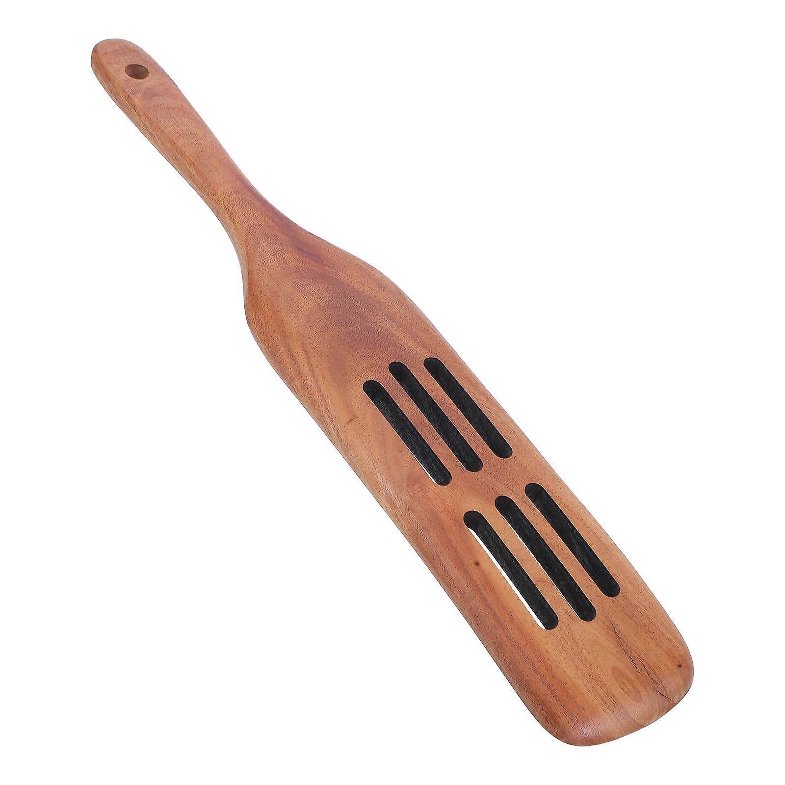 Wooden Spatula with Long Handle for Kitchen Use Light Brown Color Easy to Clean Versatile Cooking Tool 12.5 inches