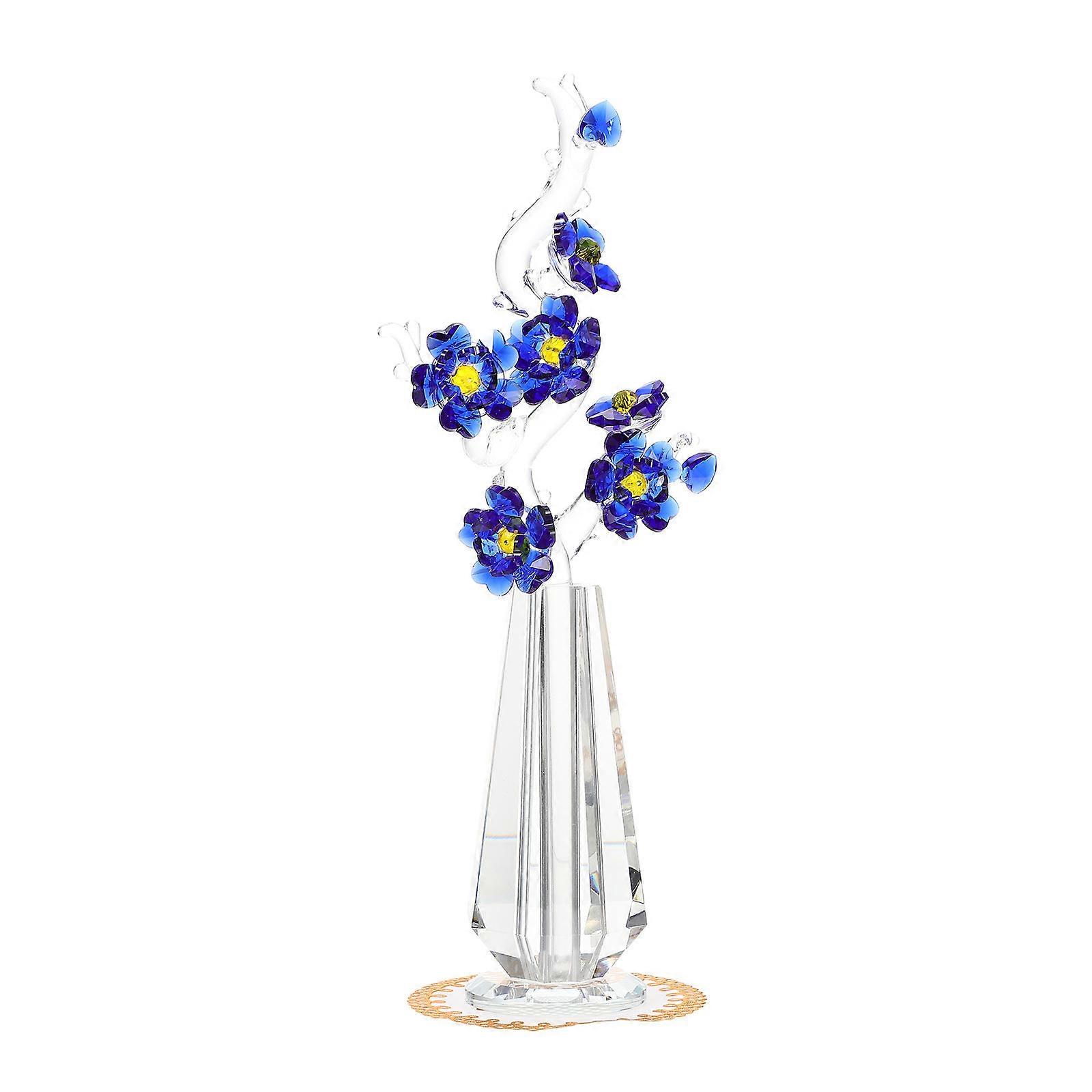 Crystal Flower Ornament Home Decor Delicate Design for Living Room Desktop 1Set