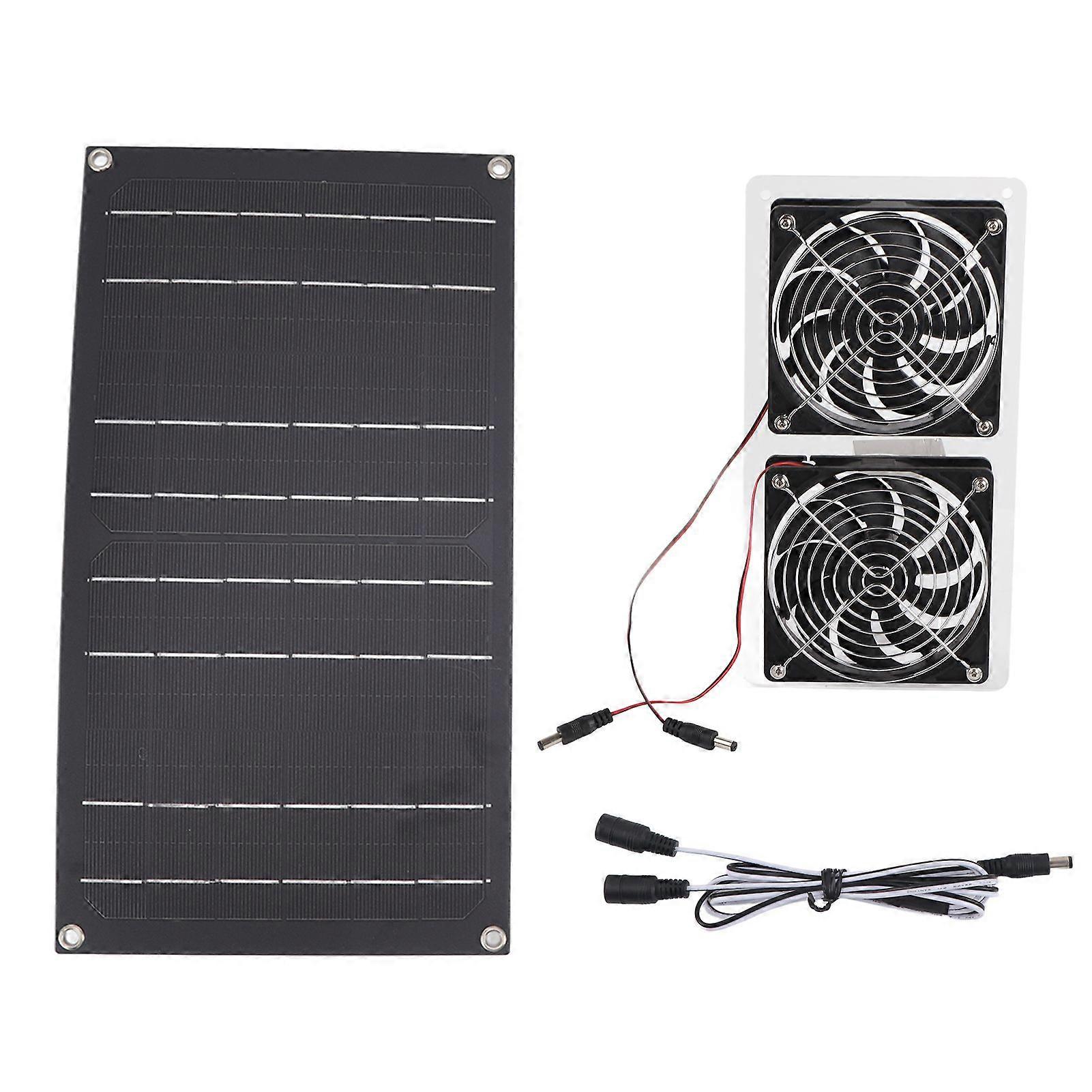 Solar Panel Fan Kit 100W Dual Fans IP67 Waterproof Low Noise Wide Application Solar Powered Fan For Pet House Hut
