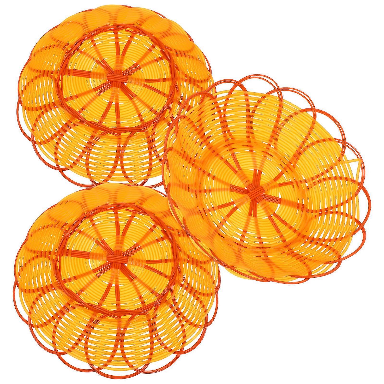 3Pcs Round Simple Design Woven Baskets For Tableware Storage Perfect For Family And Friends Gatherings