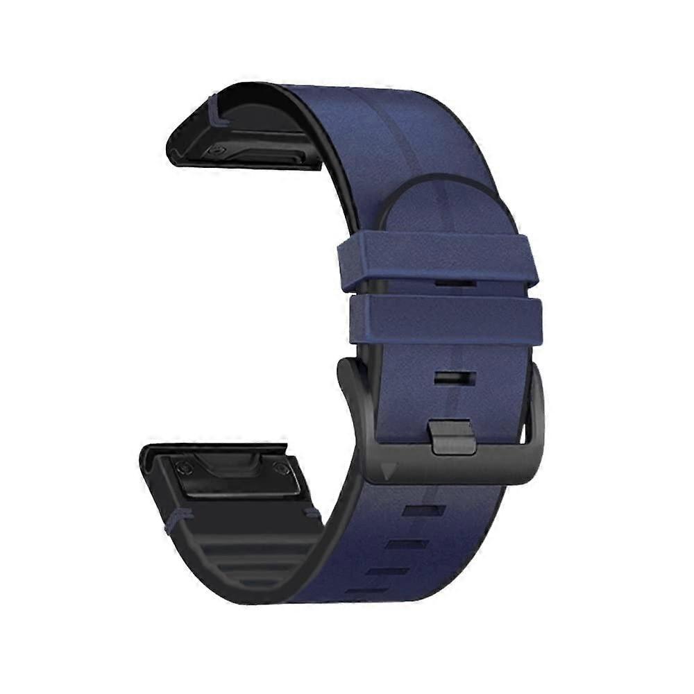 26mm 22mm Silicone Leather Smart Watch Strap Compatible with Garmin Fenix 7 7X Tactix 7 Pro 6 6X Pro 5 945 D2 B