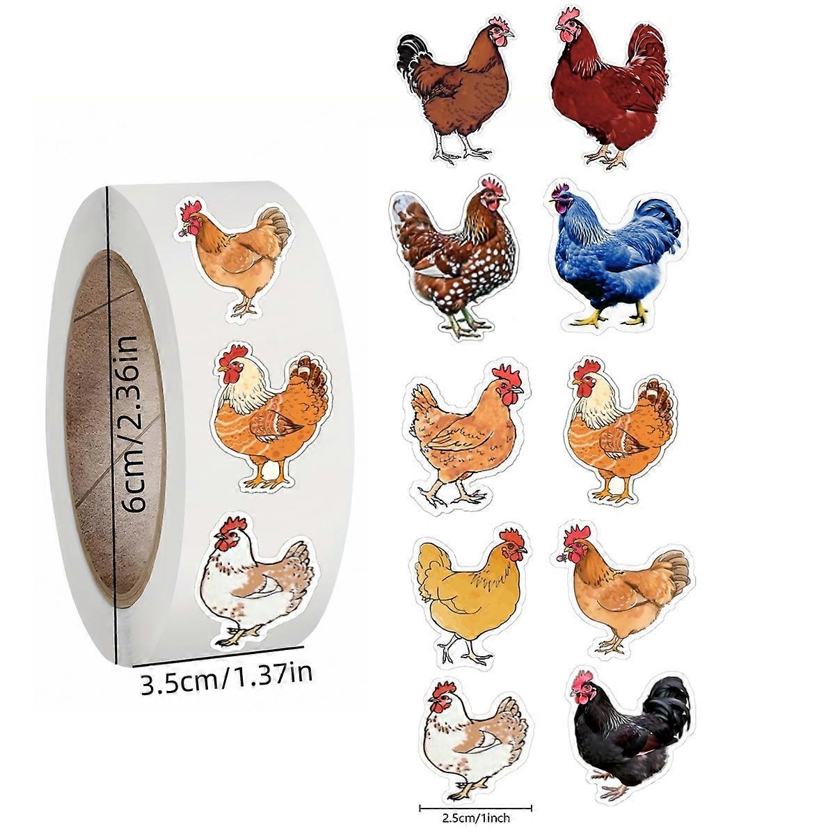 500個の漫画動物ロールステッカーミツバチホースドッグニワトリカエルユニコーンノートステッカー防水粘着紙ヘデフ編付き