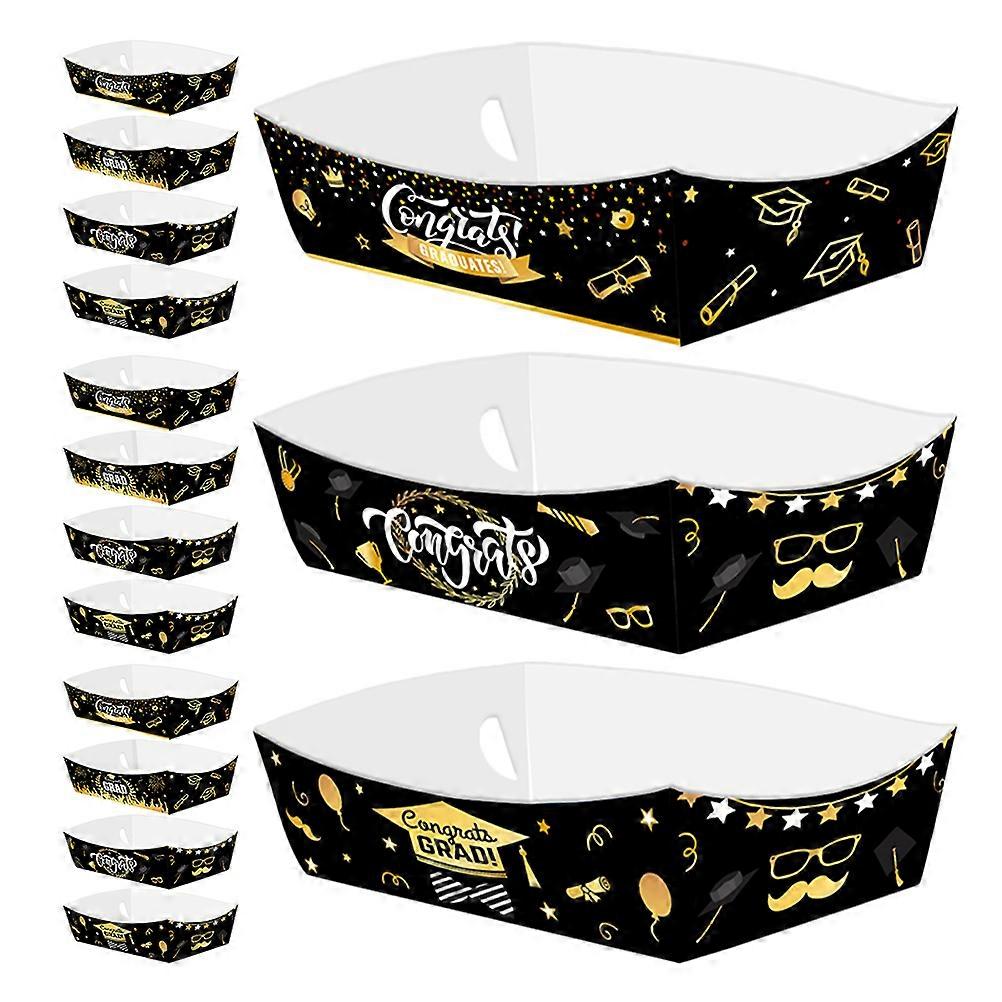 Graduation Food Serving Trays 24Pcs Assorted Color Boat Shape For Indoor Outdoor Events Ideal For Guests And Hosts