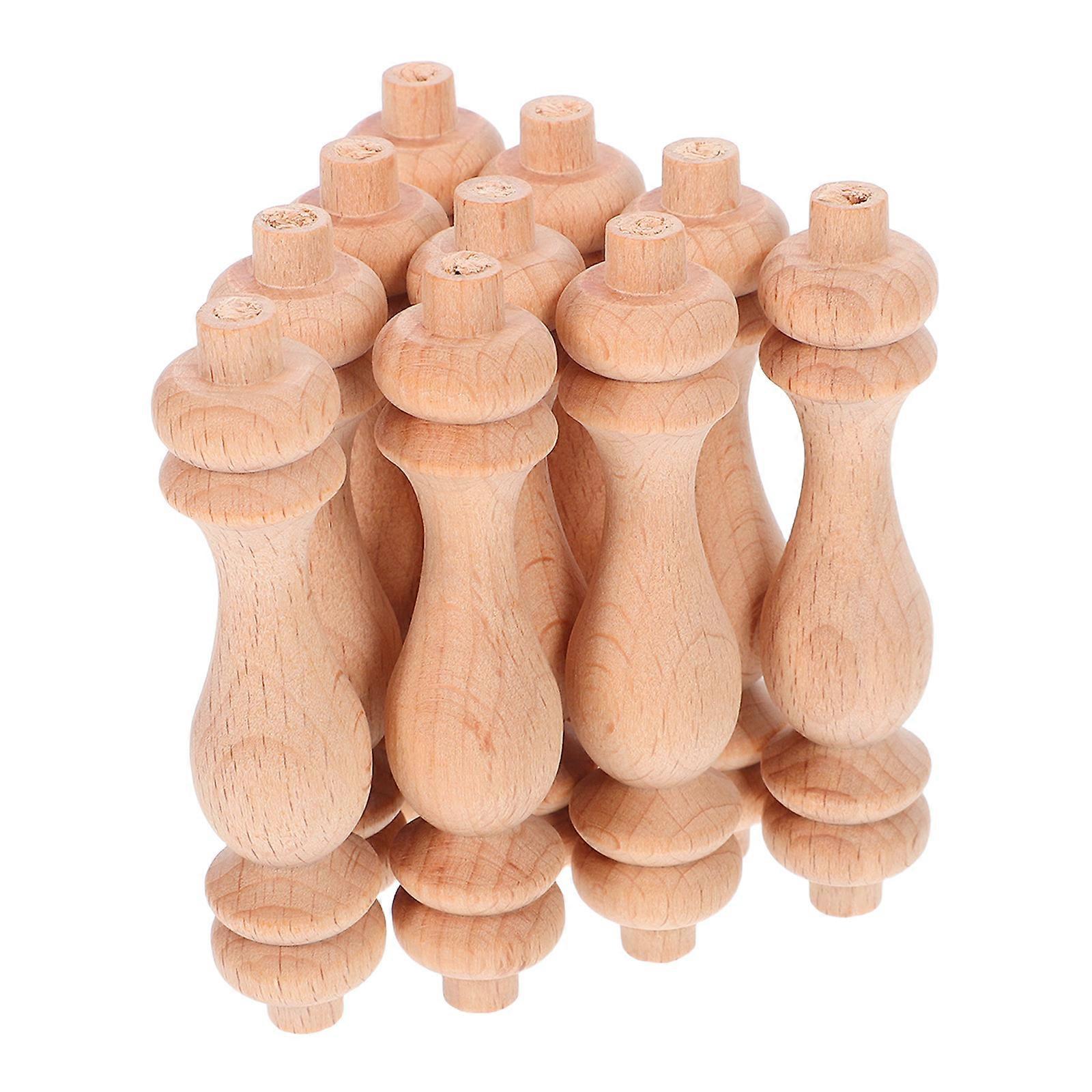 10Pcs Wooden Roman Pillar Models Vintage Style Staircase Finials Home Decor 8.20X1.80X1.80CM Decorative Purpose