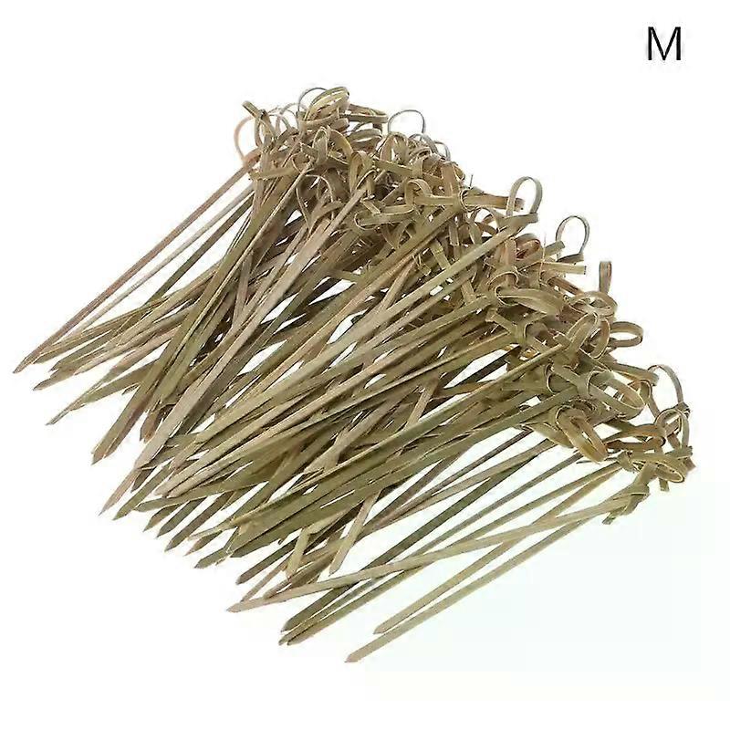 100Pcs Disposable Bamboo Tie Knotted Skewers Twisted Ends Cocktail Food Fruit Picking Instruments Fork Sticks Buffet Cupcake Toppers