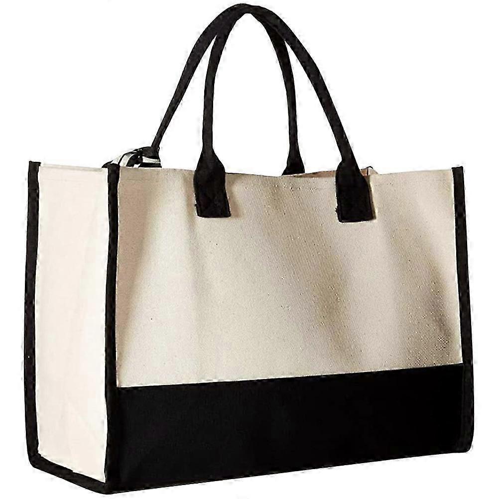 حقيبة حمل قماشية حقيبة بقالة كبيرة جدا للخدمة الشاقة للنساء للاستخدام اليومي السفر صالة الألعاب الرياضية مكتب المدرسة حفلات الشاطئ 1 عبوة