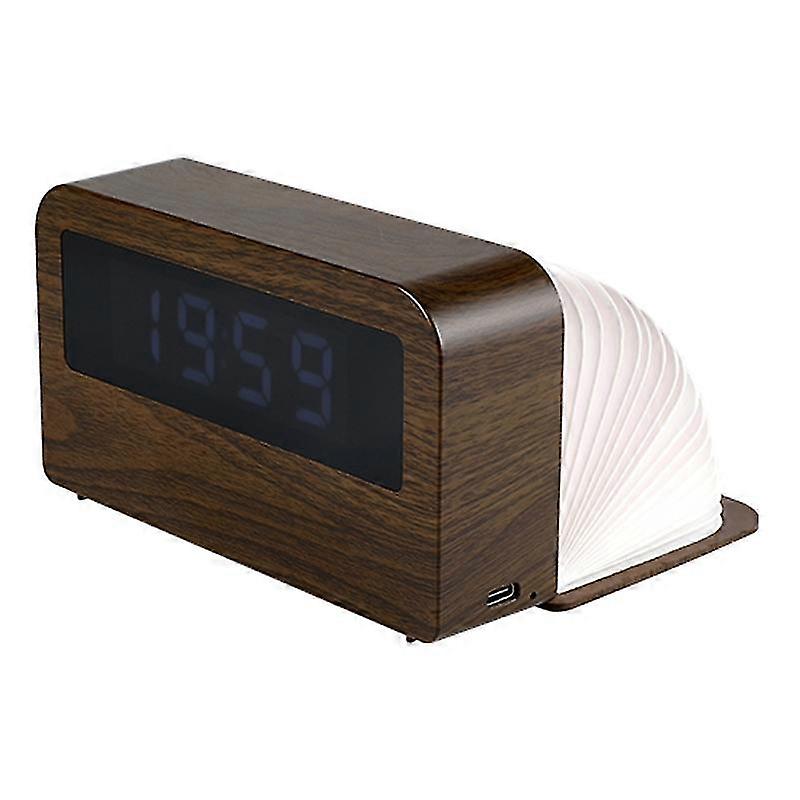 Y1 wooden alarm clock time display colorful creative book-shaped lamp desktop USB charging smart