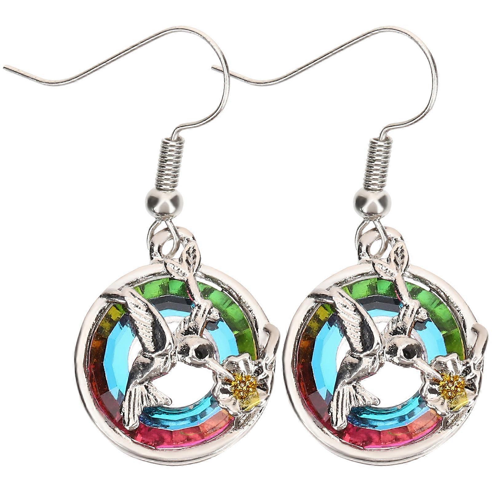 Trendy Hummingbird Drop Earrings Dangle Fashion For Women And Girls In Oval Shape Perfect For Clubs 1Pair