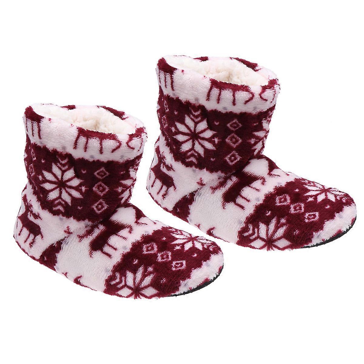 Warmth Christmas Holiday Socks For Women With Reindeer Pattern In Dark Red 36-38 Size 1 Pair