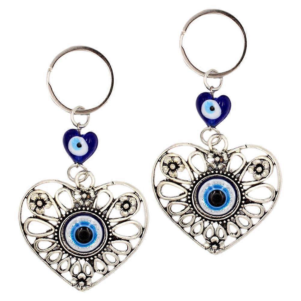 2Pcs Evil Eye Keychain Creative Greek Pendant Ring Bag Accessory