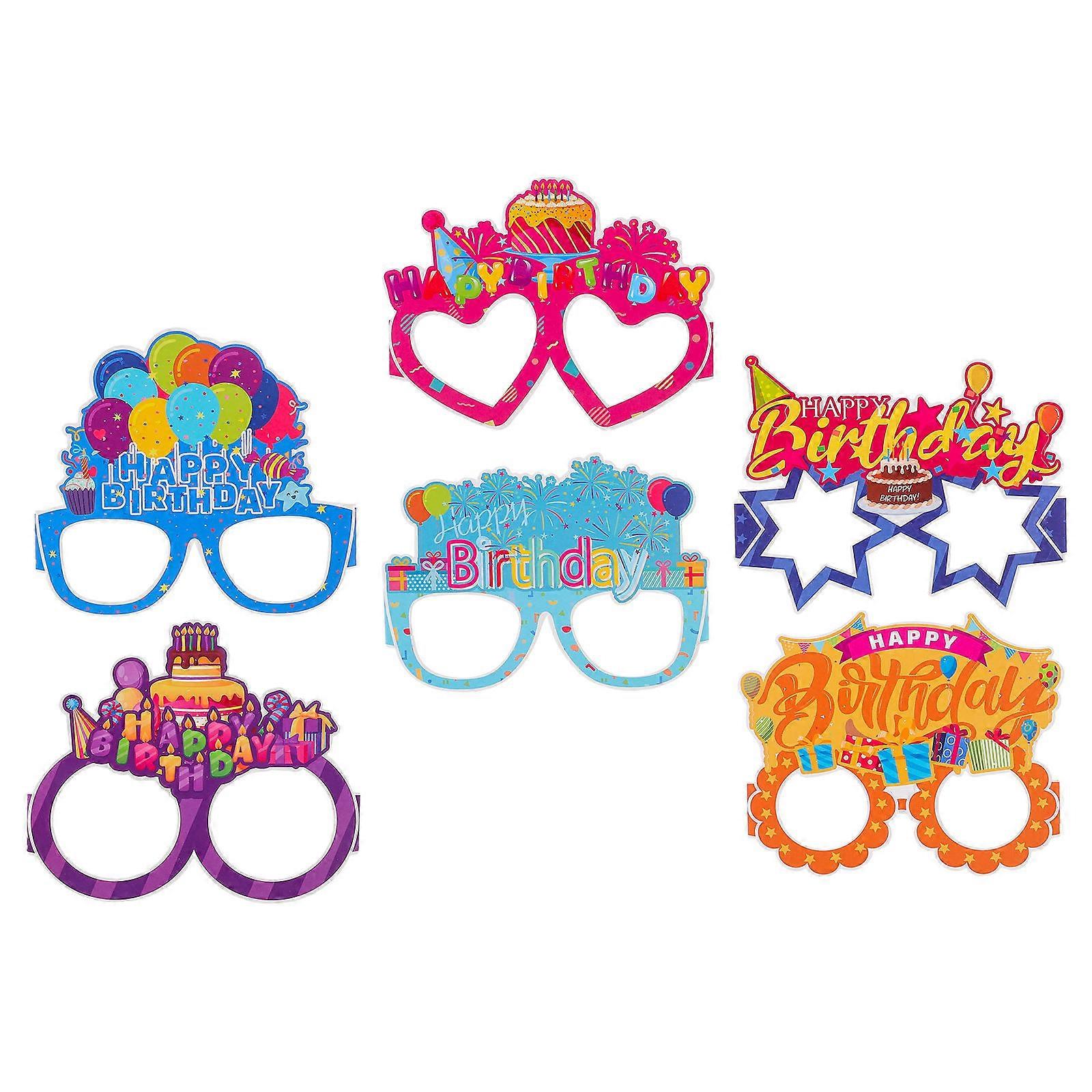 18pcs Creative Paper Glasses for Birthday Parties – Fun Photo Booth Props with Bright Colors and Unique Design for Celebrations with Friends and