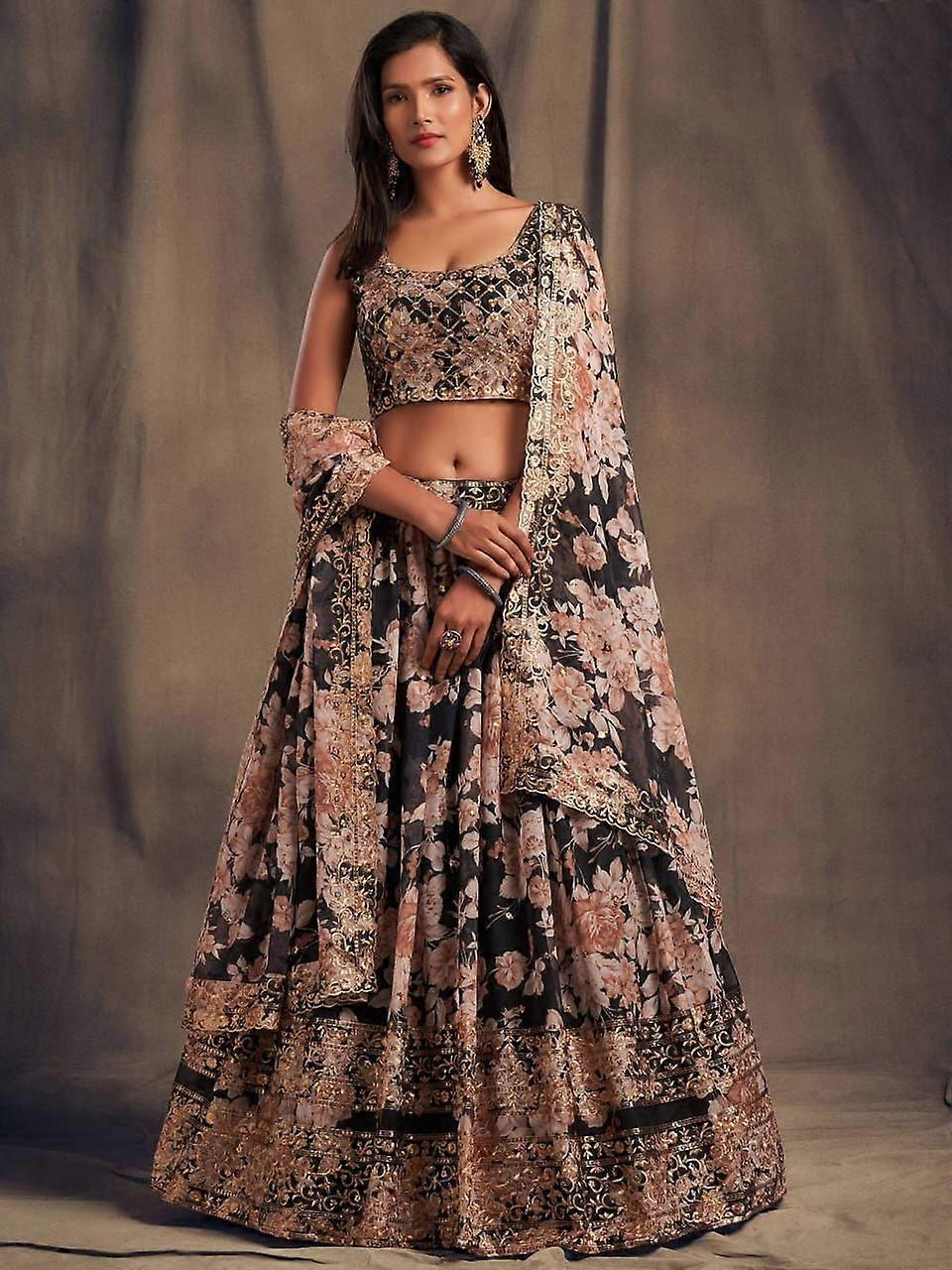 Fab Zone Woman's Party Wear Beautiful Lehenga Choli With Printed Work