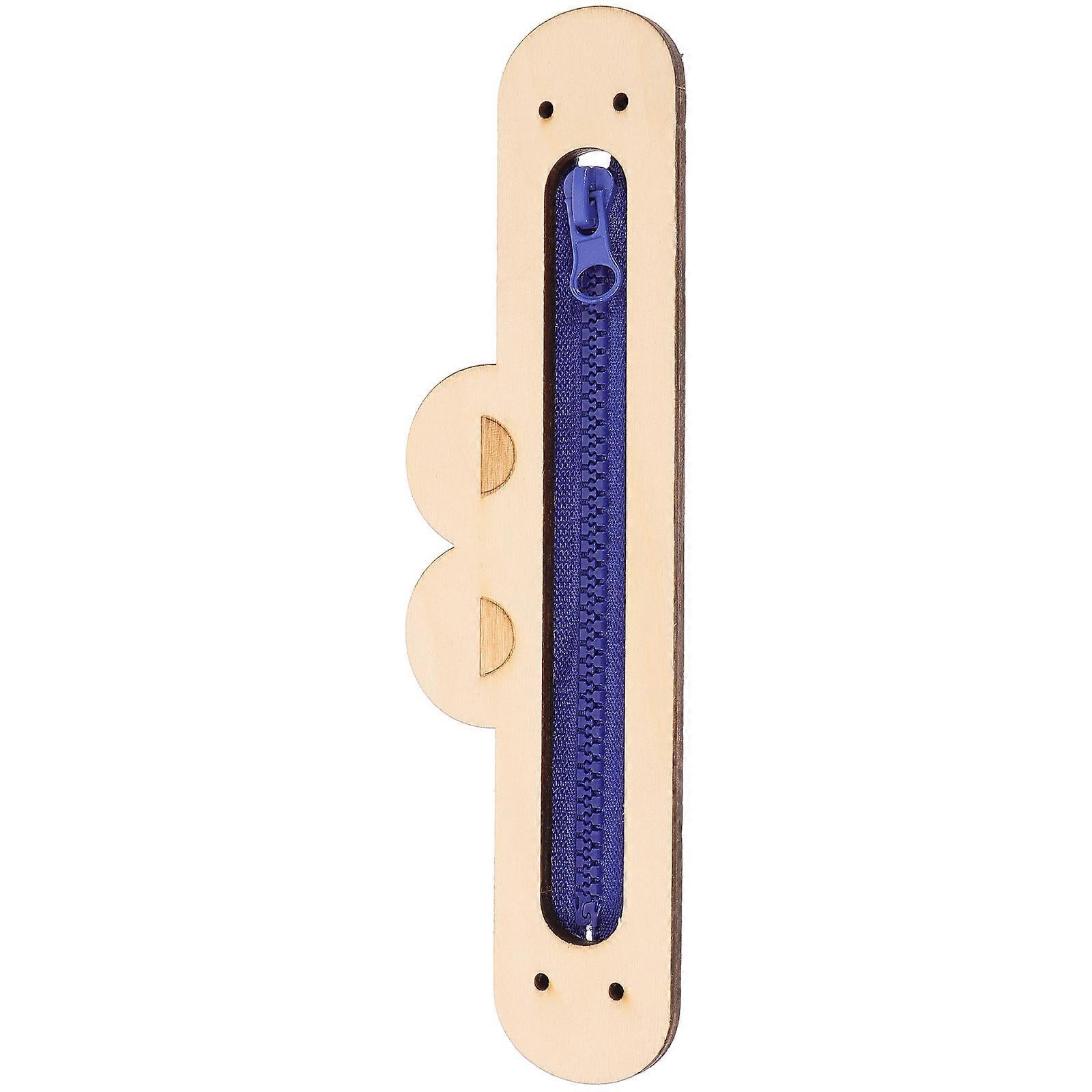 Dark Blue Wooden Busy Board Toy with Cartoon Frog Zipper for Playing Reusable and Durable
