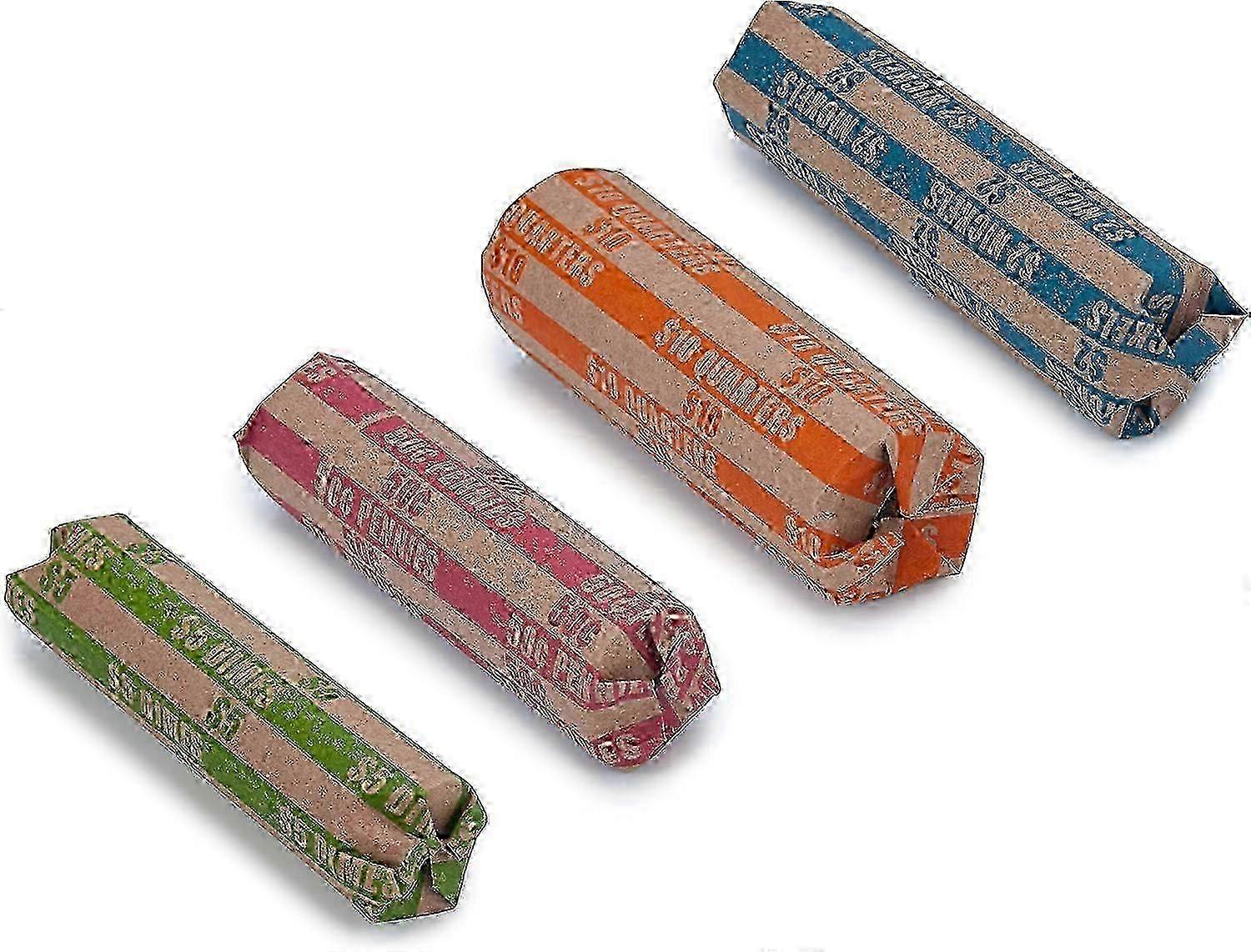 2025 Assorted Flat Coin Wrappers - Striped Coin Roll Wrapper (125 Wrappers)