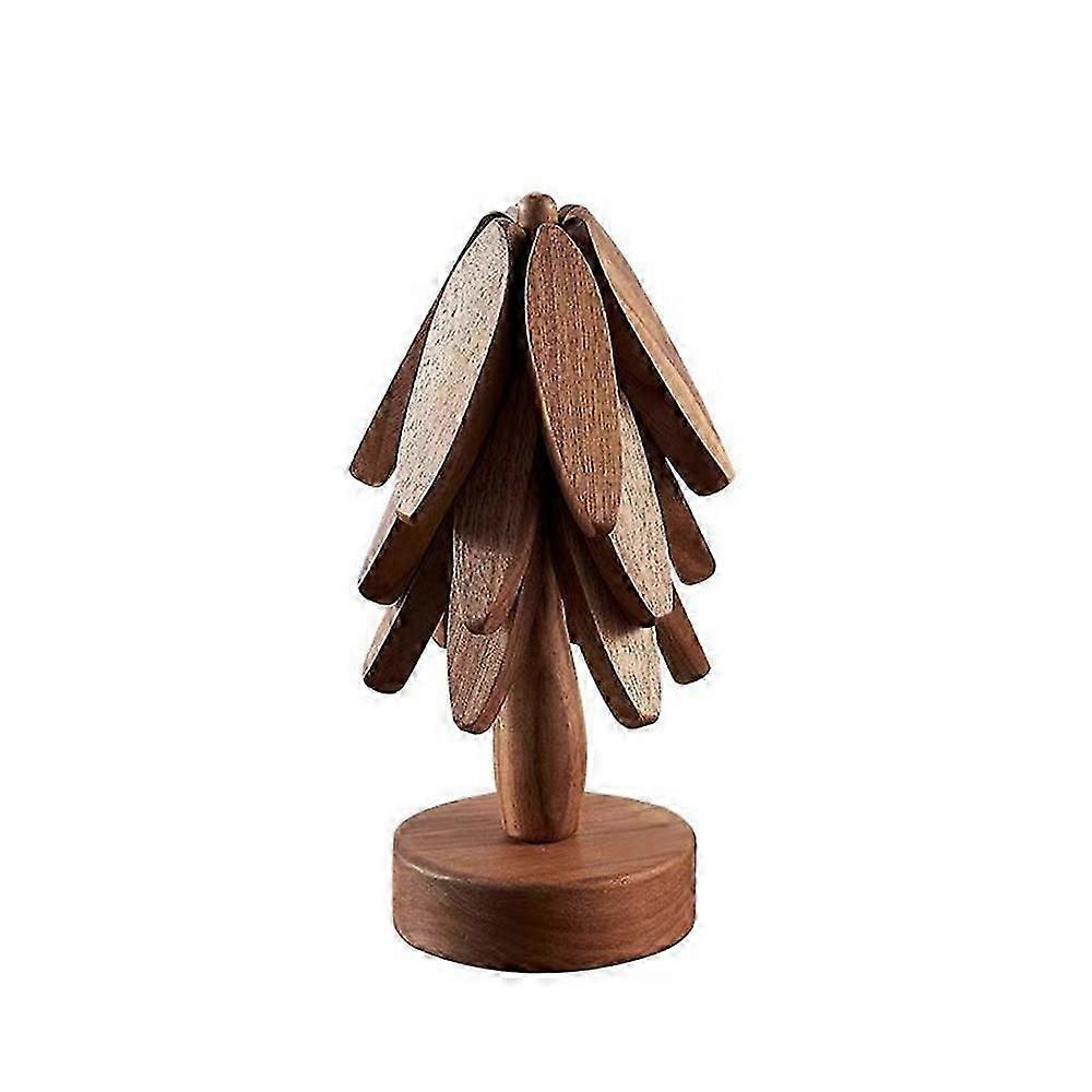 Tree-Shaped Wooden Trivet Set - Heat-Resistant Coasters for Hot Dishes & Teapots