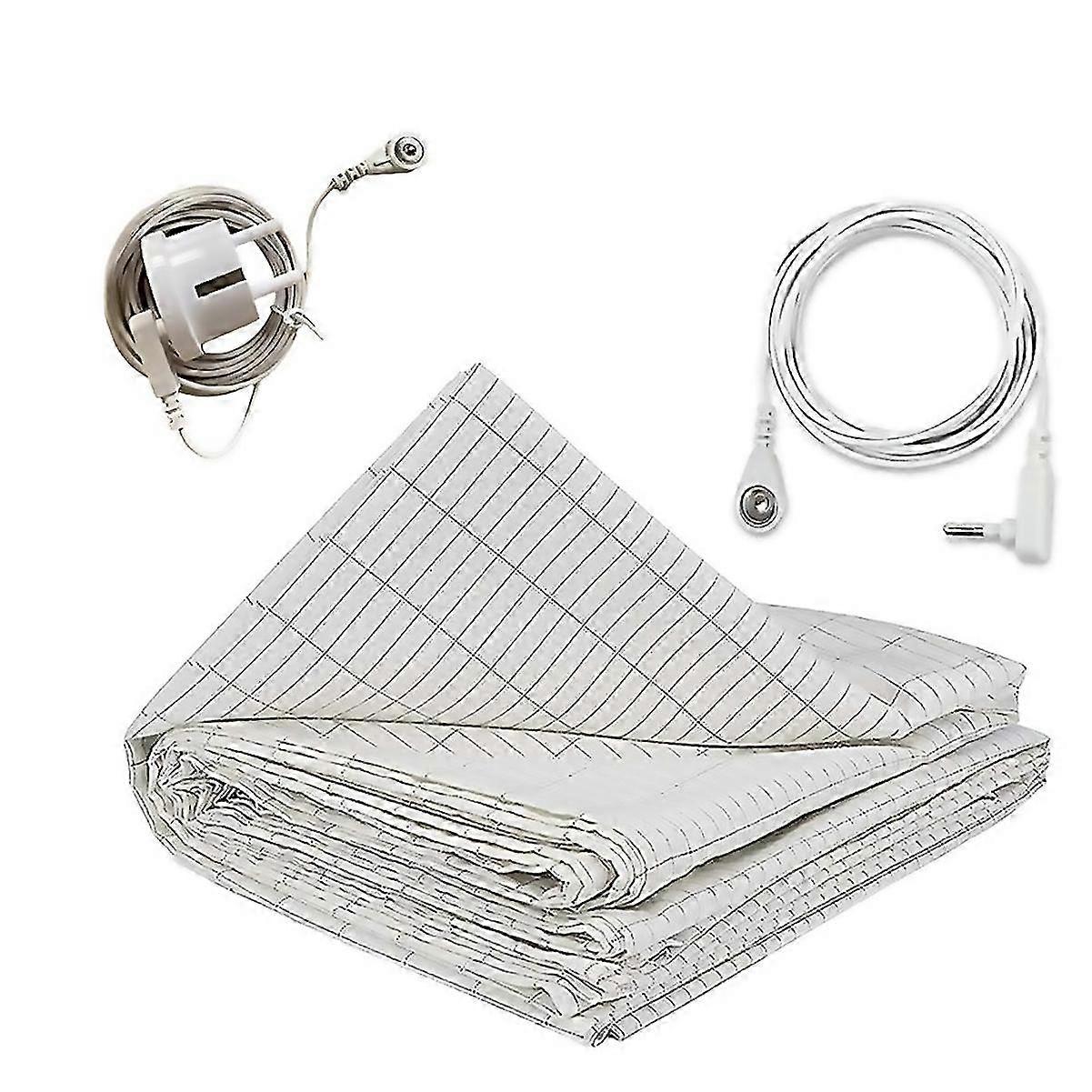 For 27x52inch Grounding Sheet Conductive Fiber Material Eu Plug Silver