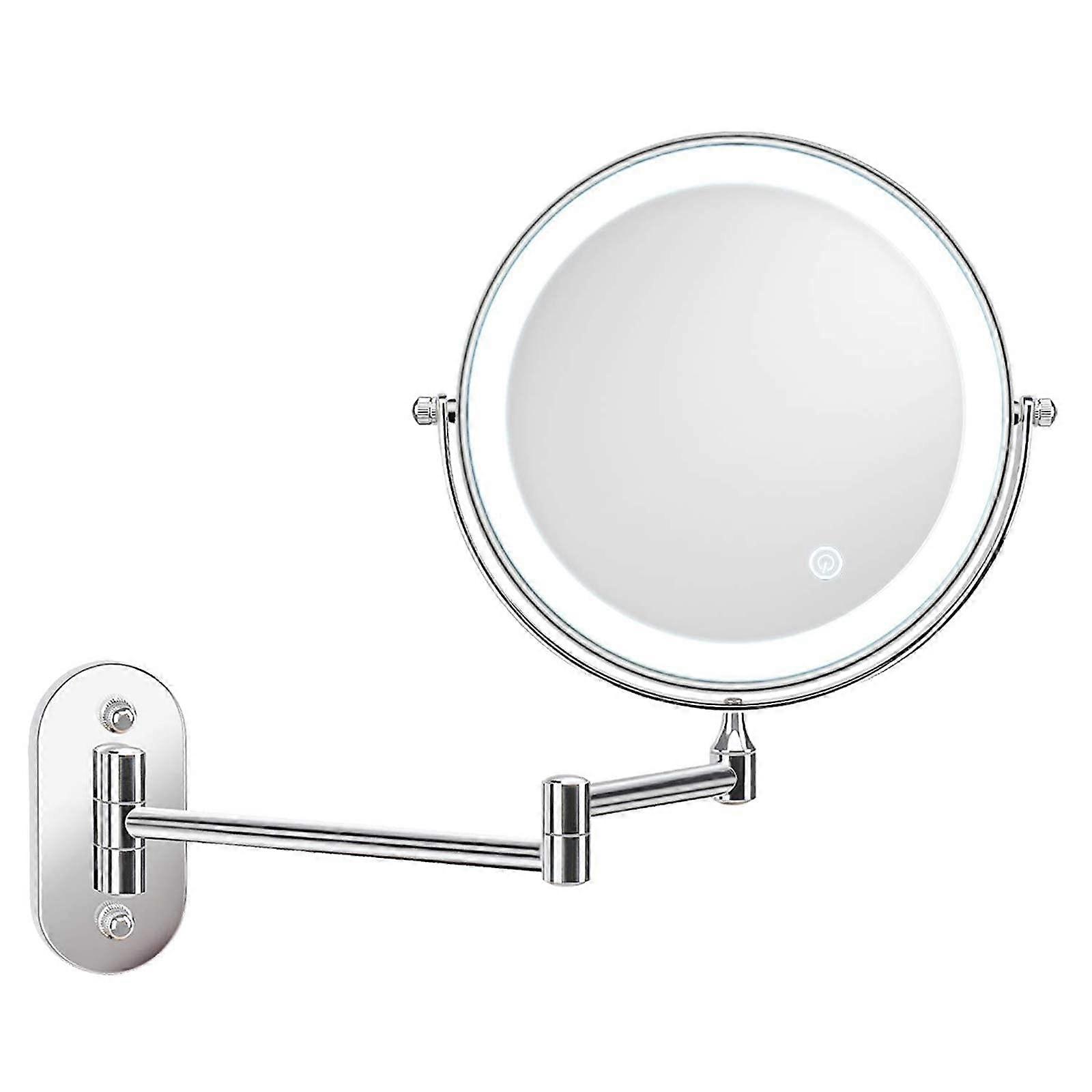 Vanity Mirror, Touch Dimming LED, 8 inch Double Sided Lighted Wall Mounted, 3X Magnification