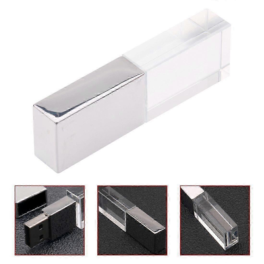 Crystal Transparent Led light Metal Usb flash drive Pen drive 32gb Usb memory stick disk 16GB