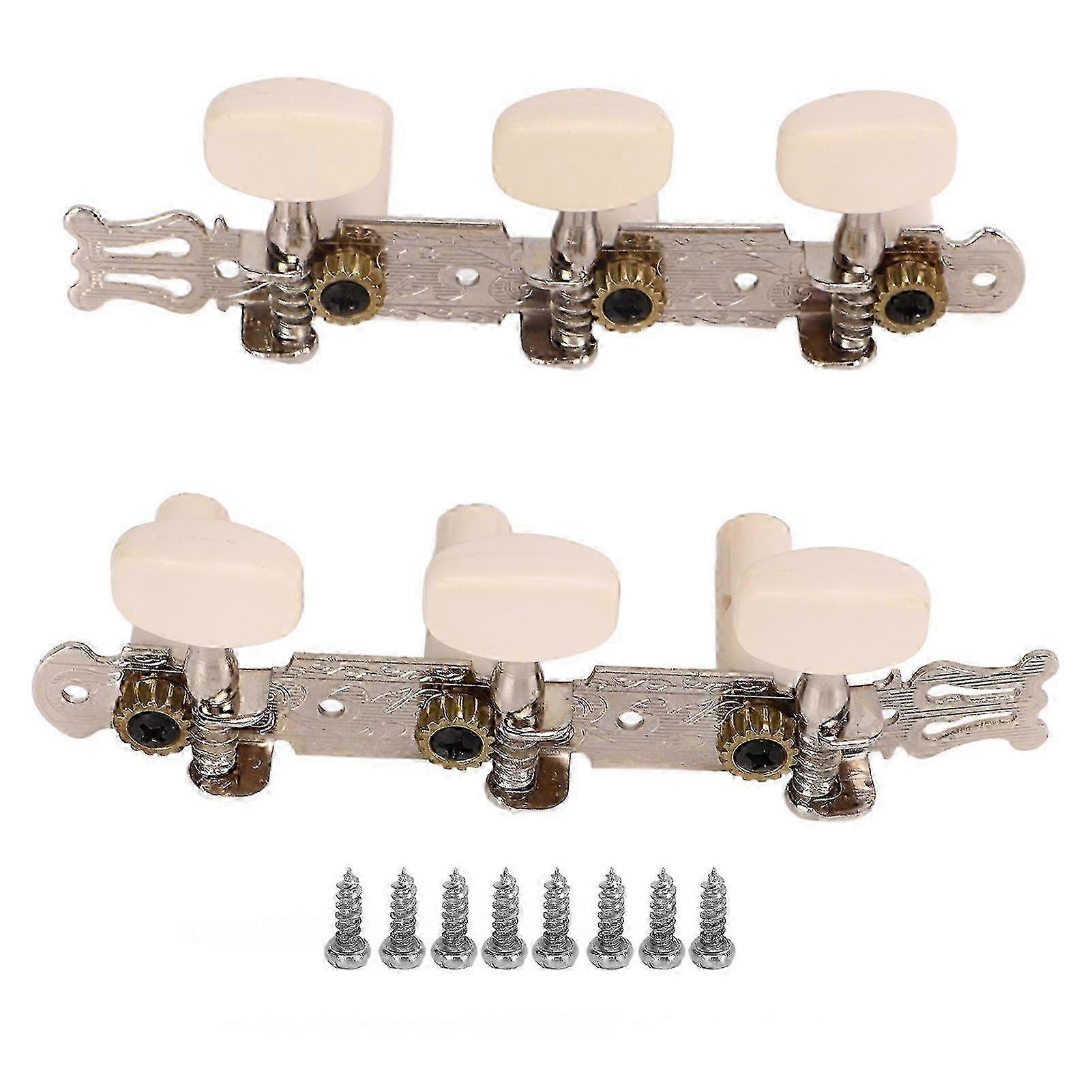 Improved Guitar Tuning Pegs - 2 Pcs Round White Tuner Keys for Classical Guitars