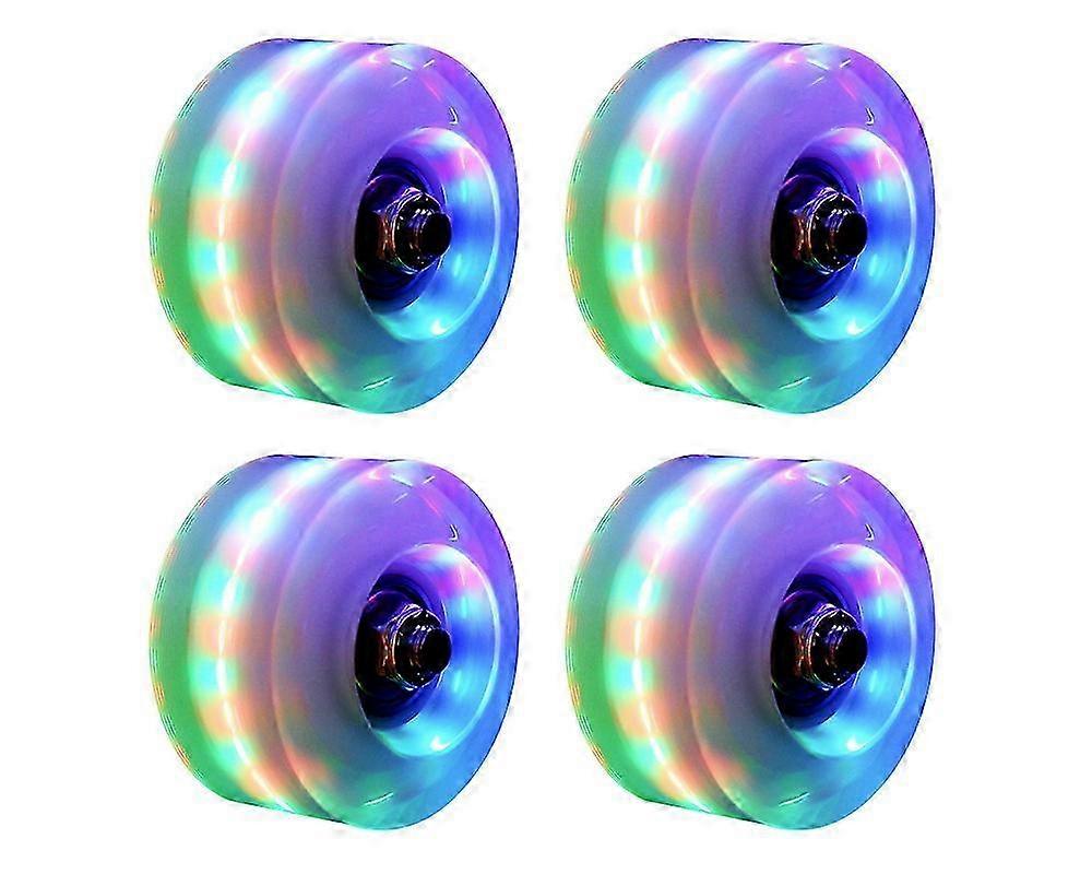 8 Pack Luminous LED Flashing Wheels for Double-Row Roller Skating, Durable High Rebound PU Wheels Replacements for Shortboard