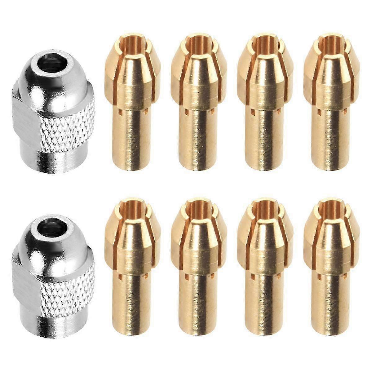 10Pcs Brass Collet for ,Replacement 4485 Quick Change Rotary Drill Nut Tool Set 0.8/1.2/1.5/1.8/ 2.0/2.4/3.0/3.2mm