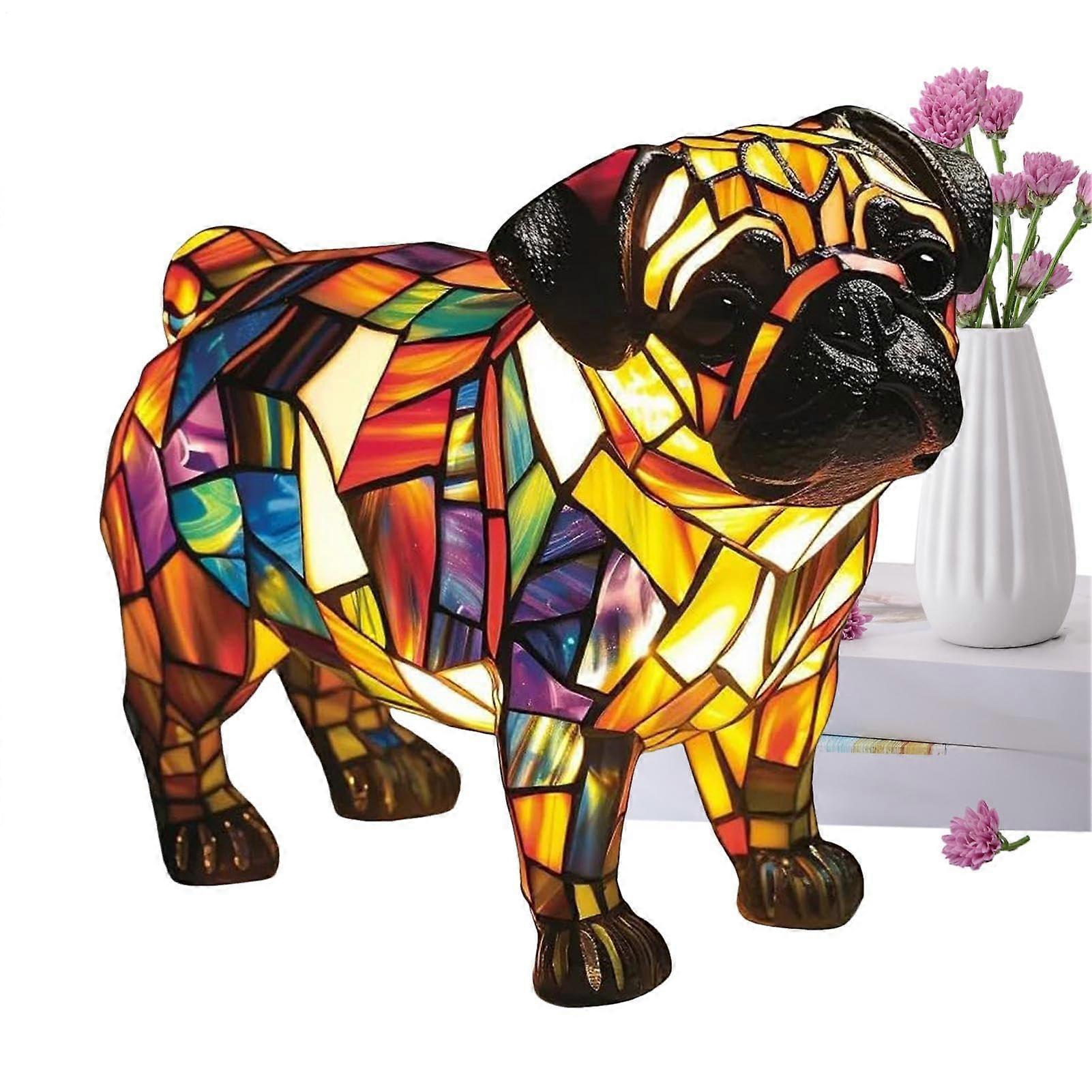 Resin Table Lamp, 3D Animal Lamp, Dog Bedside Light For Nursery And Bedroom, Retro Stained Finish, Ambient Lighting