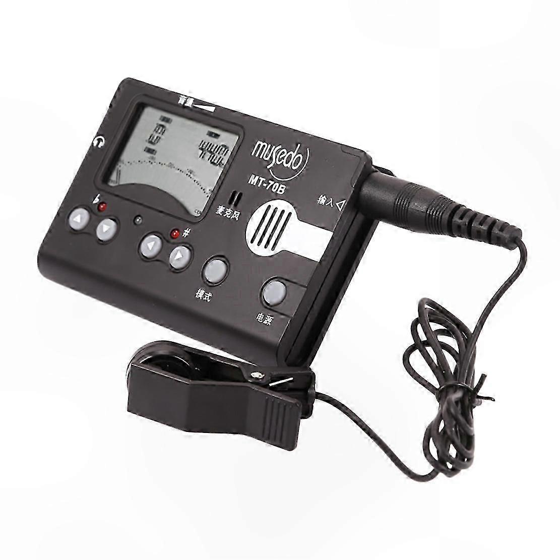 Musedo MT-70B Clip-on Tuner with Built-in Mic & LCD Display - 3-in-1 Electronic Tuner Metronome