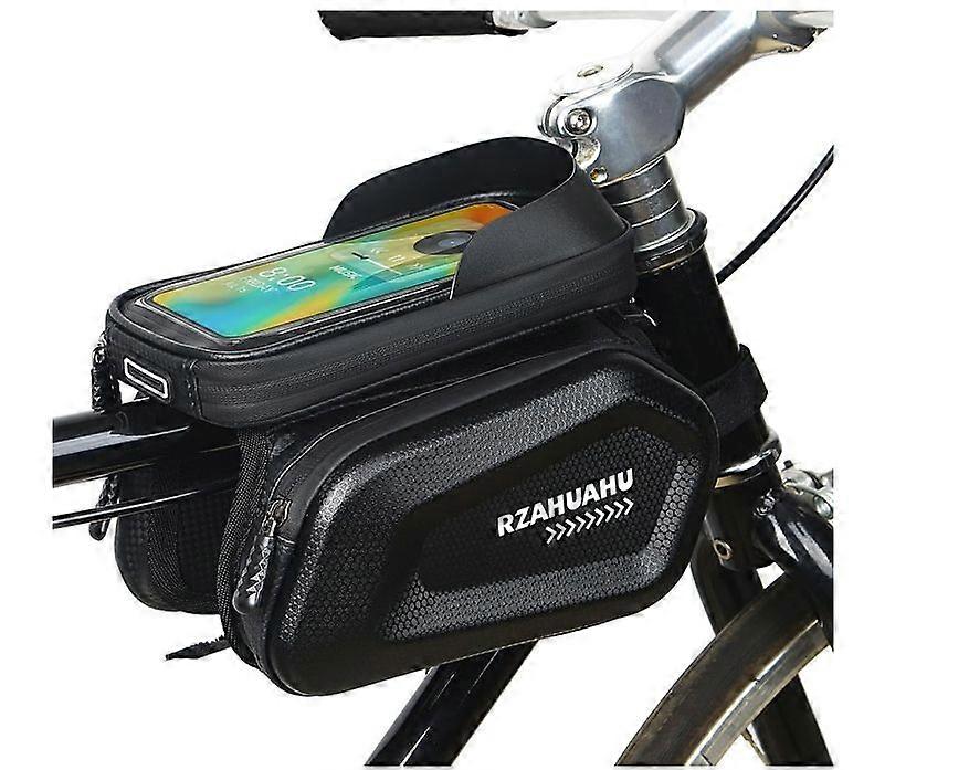 Bicycle Bag, Waterproof Bicycle Upper Pipe Front Frame Bag. Frame Storage Bag Waterproof Touch Screen Bicycle Phone Bag Compatible with up to 6.7 inch
