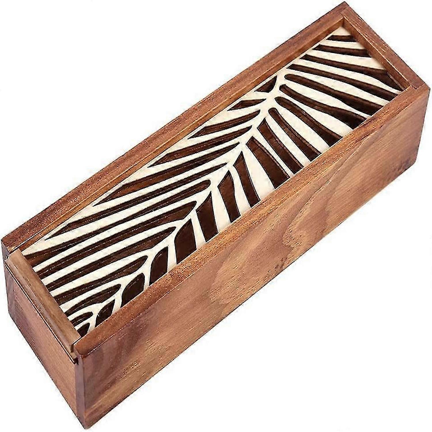 Creative Wooden Antique Multifunctional Gift Box (Horizontal Leaf Pattern)