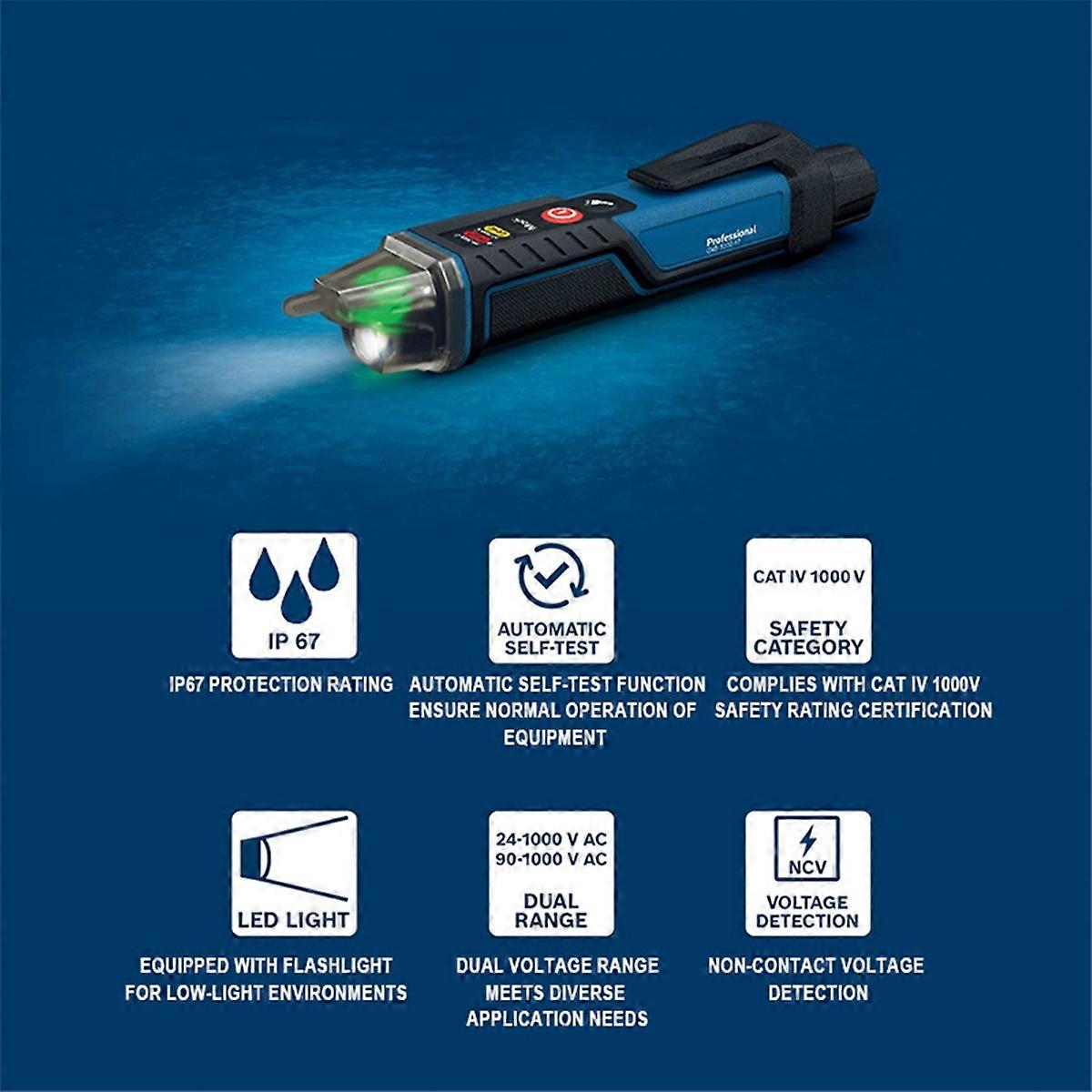 For 1000-17 Professional Non-contact Voltage
Tester Self-test IP67 Rating