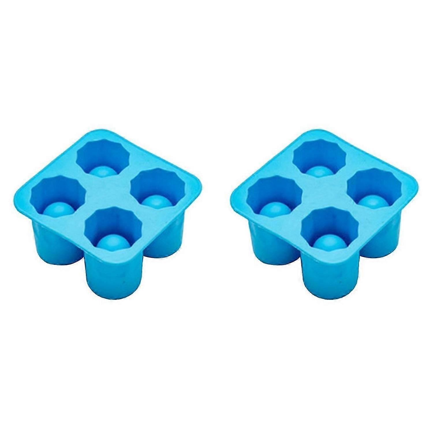 4 Cup Shape Silicone Mold Ice Mould Tray Blue