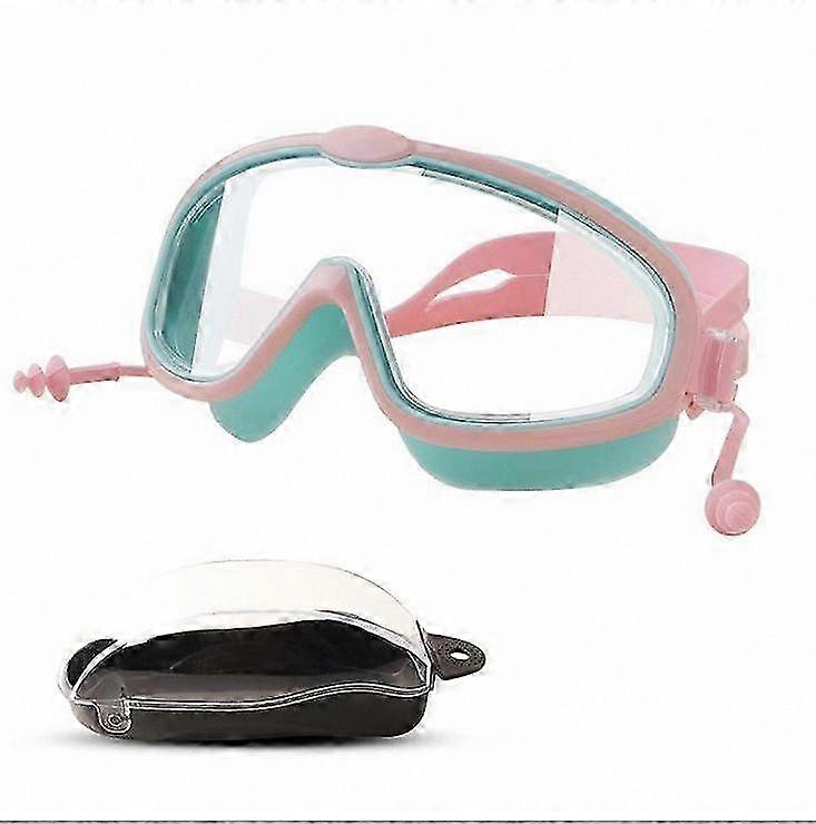Kids Swim Goggles with HD Anti-Fog Lens and Built-In Earplugs for Pool and Beach Activities