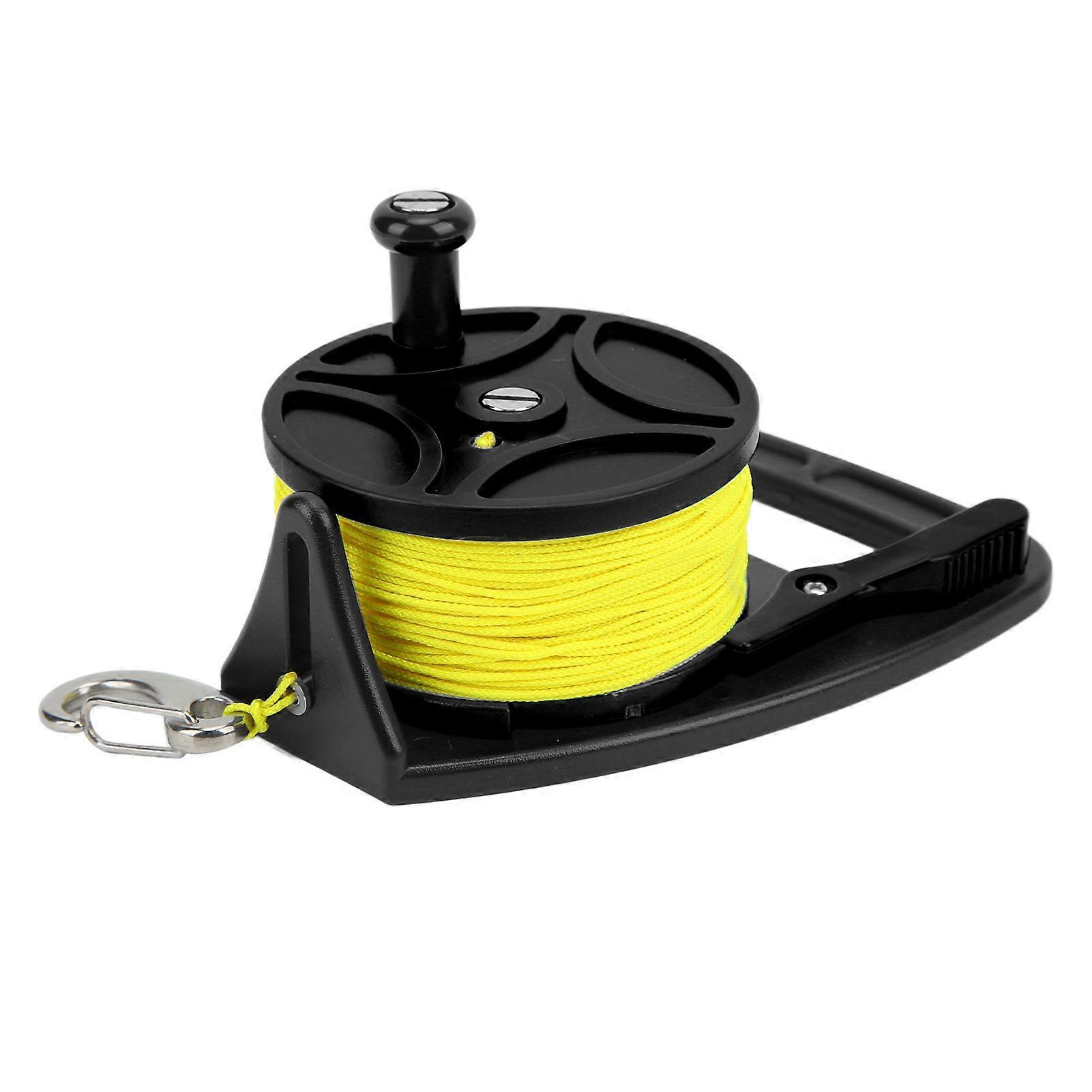 Diving Reels Anchor Rope Spool Finger Reel Multi Purpose with Clip 83m Wire for Cave Exile DivingBlack Wheel