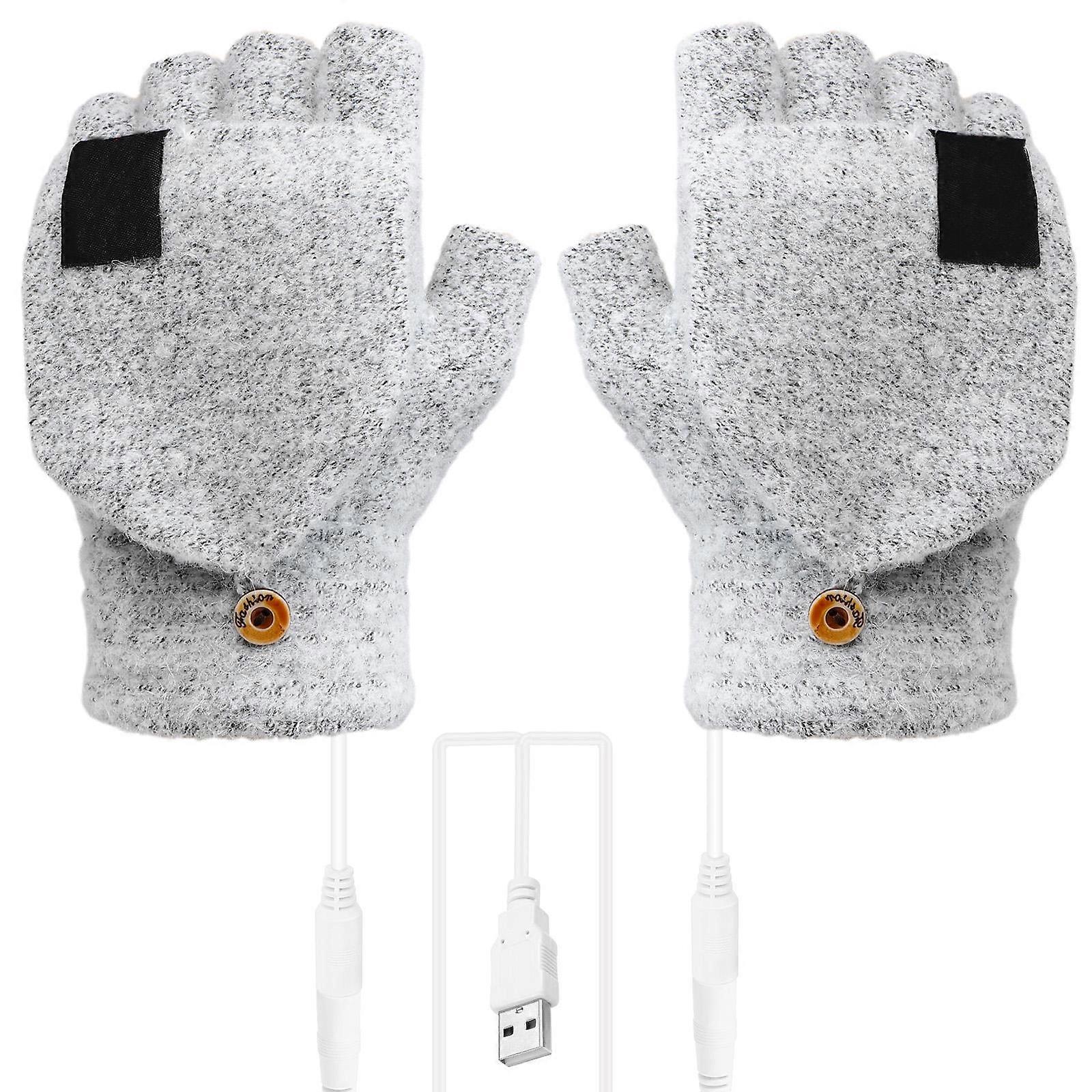 Heated Fingerless Gloves USB Warm Gloves for Cold Winter 3Pairs