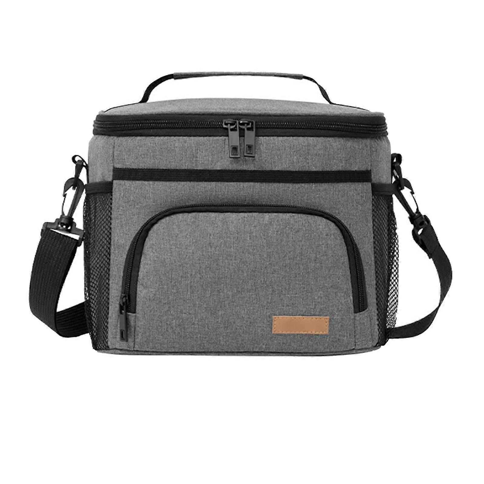 Sturdy Oxford Insulated Lunch Bag Dark Gray for Work Travel Picnics with Thermal Layer and Durable Fabric