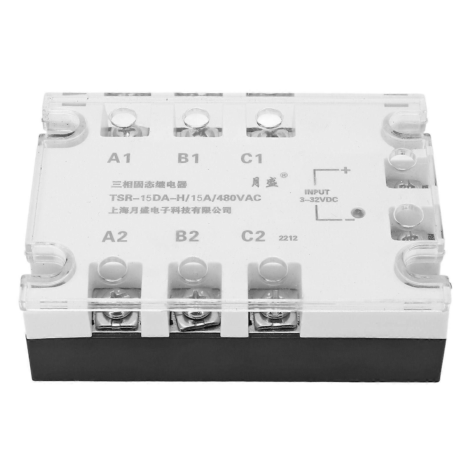 3 Phase Solid State Relay White Noiseless Anti Shock Reliable DC to AC Solid State Relay 332VDC 24480VAC 15A