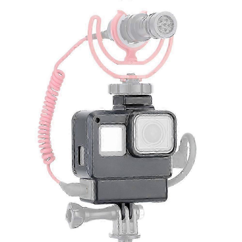 Vlog Case Action Camera Housing Shell Vlogging Cage Frame with Cold Shoe Mount for GoPro Hero 7 6 5 Black for External Microphone & Pro 3.5mm Mic Adap