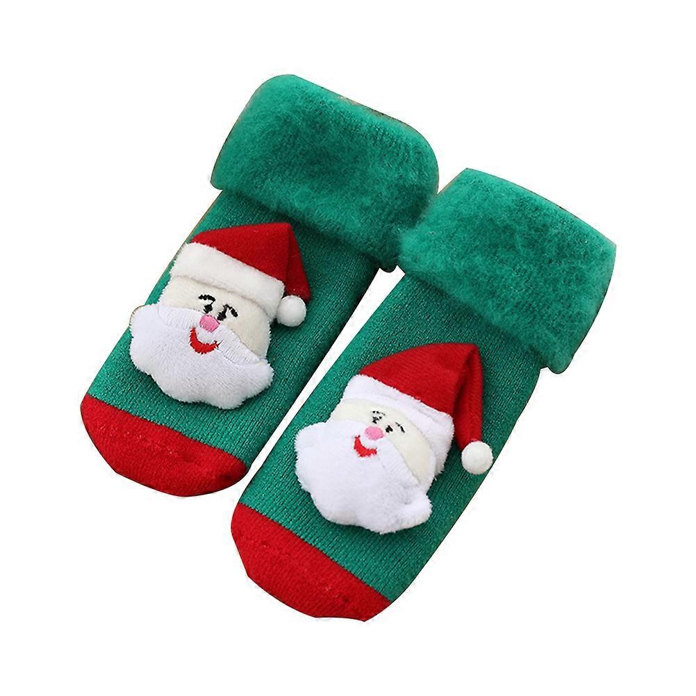 Christmas Socks Thickened Warm Stockings for Kids 1Pair with Santa Claus Pattern
