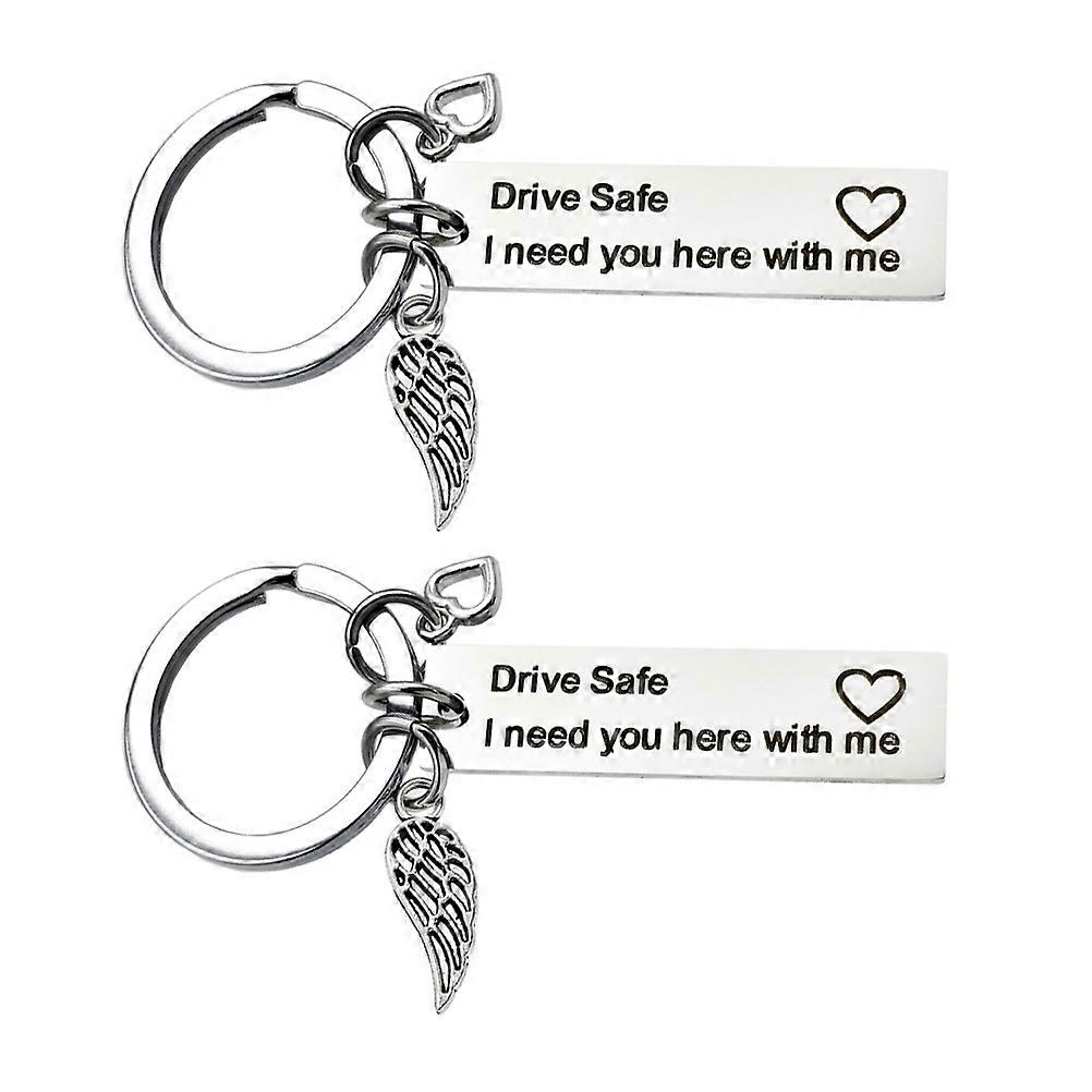 Silver Stainless Steel Key Pendants for Driver Durable Key Chains 2Pcs