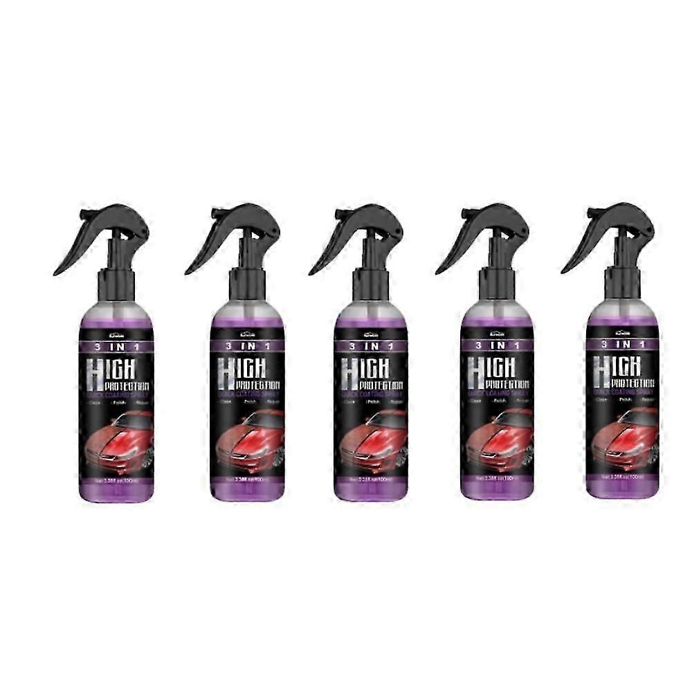 1-5 st 3-i-1 högskyddande snabb billackeringsspray, 100 ml keramisk billackeringsspray, högskyddande bilspray, billackeringsvaxpoleringsspray, plast