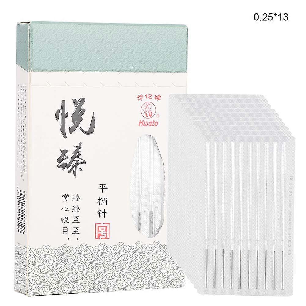 Lot de 100 aiguilles d'acupuncture stériles jetables en acier inoxydable de 0,25 x 13 mm