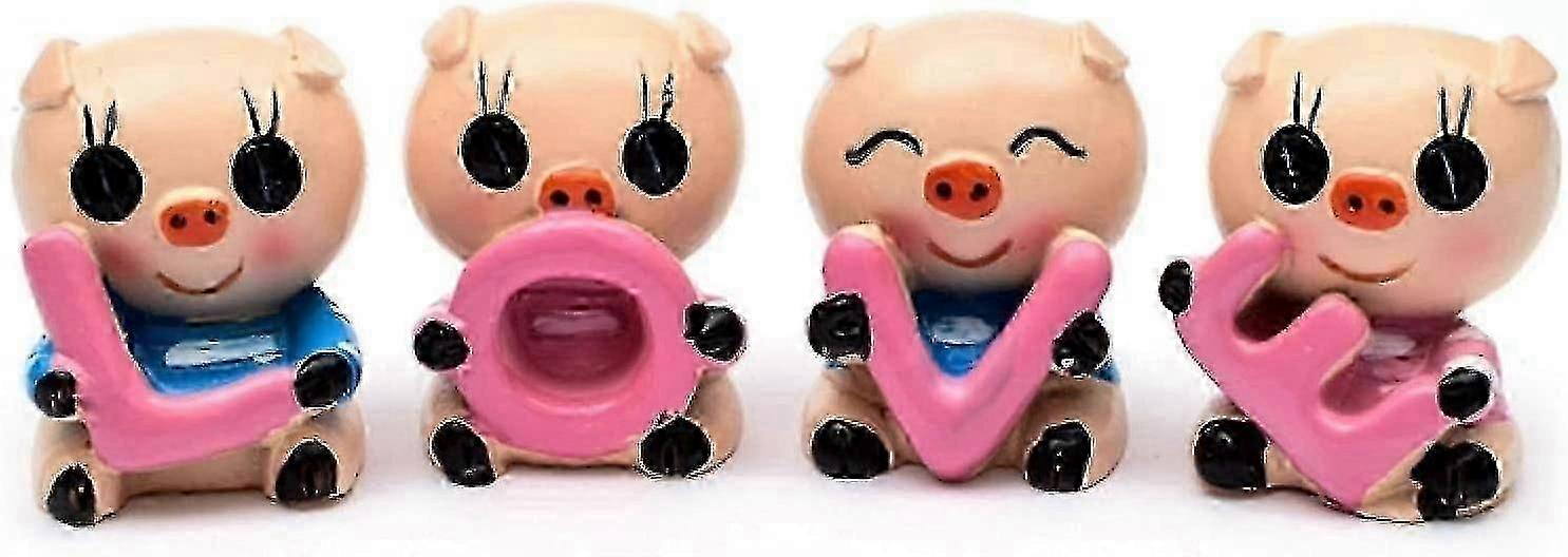4pcs Car Ornaments Cute Love Little Pig Dashboard Decoration Car Home Office Ornaments Best Birthday Holiday Gift