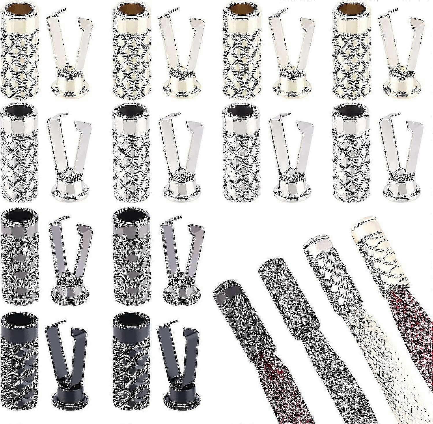 32 Sets Shoelace Ends Tips, 4 Color Alloy Shoelace Replacement Drawstring String Ends Shoelace Head-dwdz