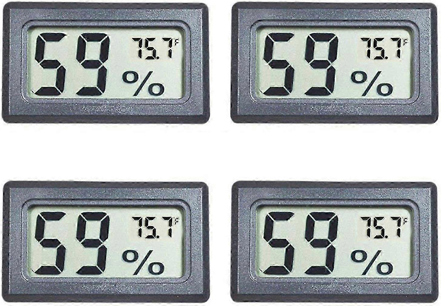 4-Pack Mini Digital Electronic Temperature Humidity Meters Gauge Indoor Thermometer Hygrometer LCD Display Fahrenheit () for Humidors, Greenhouse, Gar