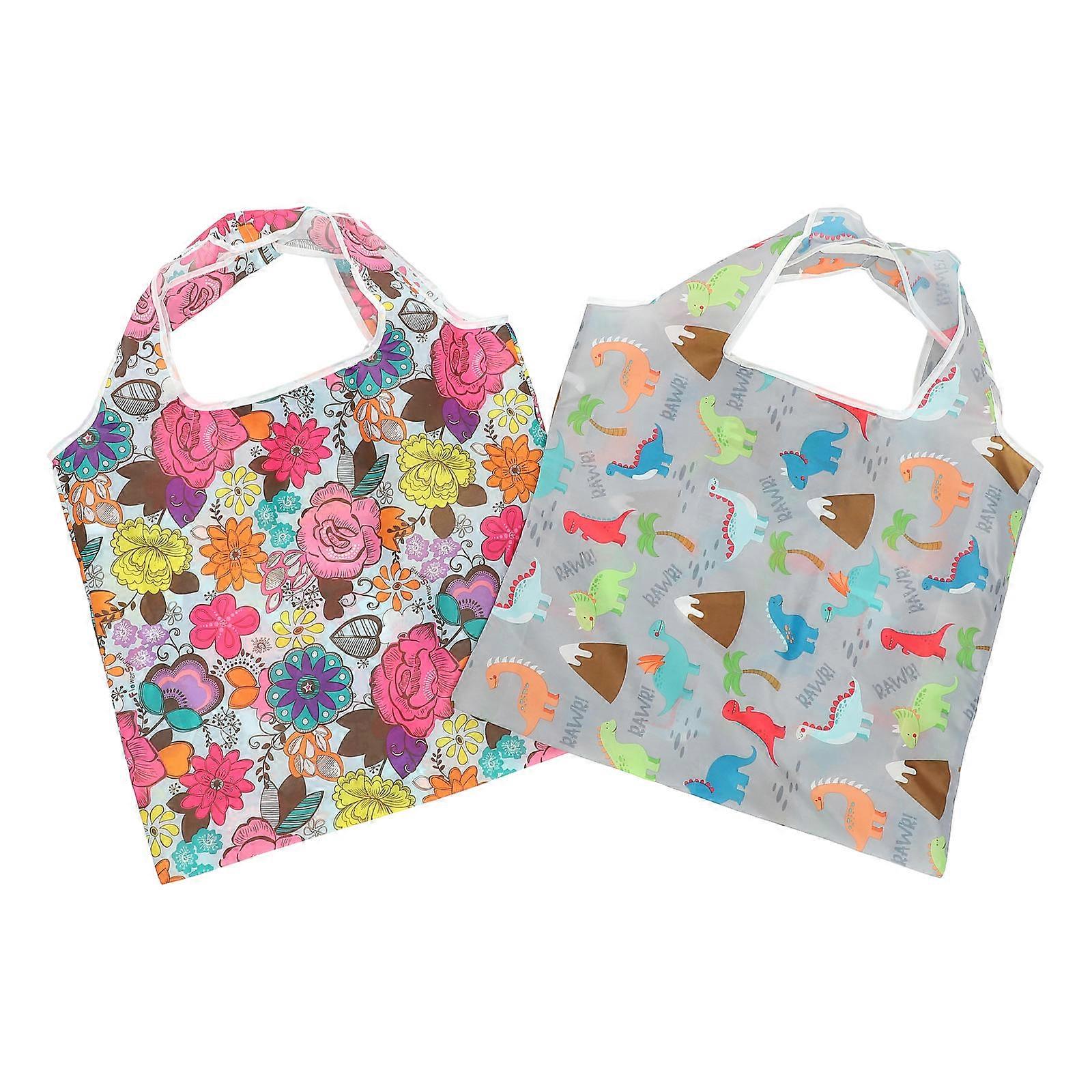 Portable Shopping Bag Foldable Grocery Tote for Storage 2Pcs Assorted