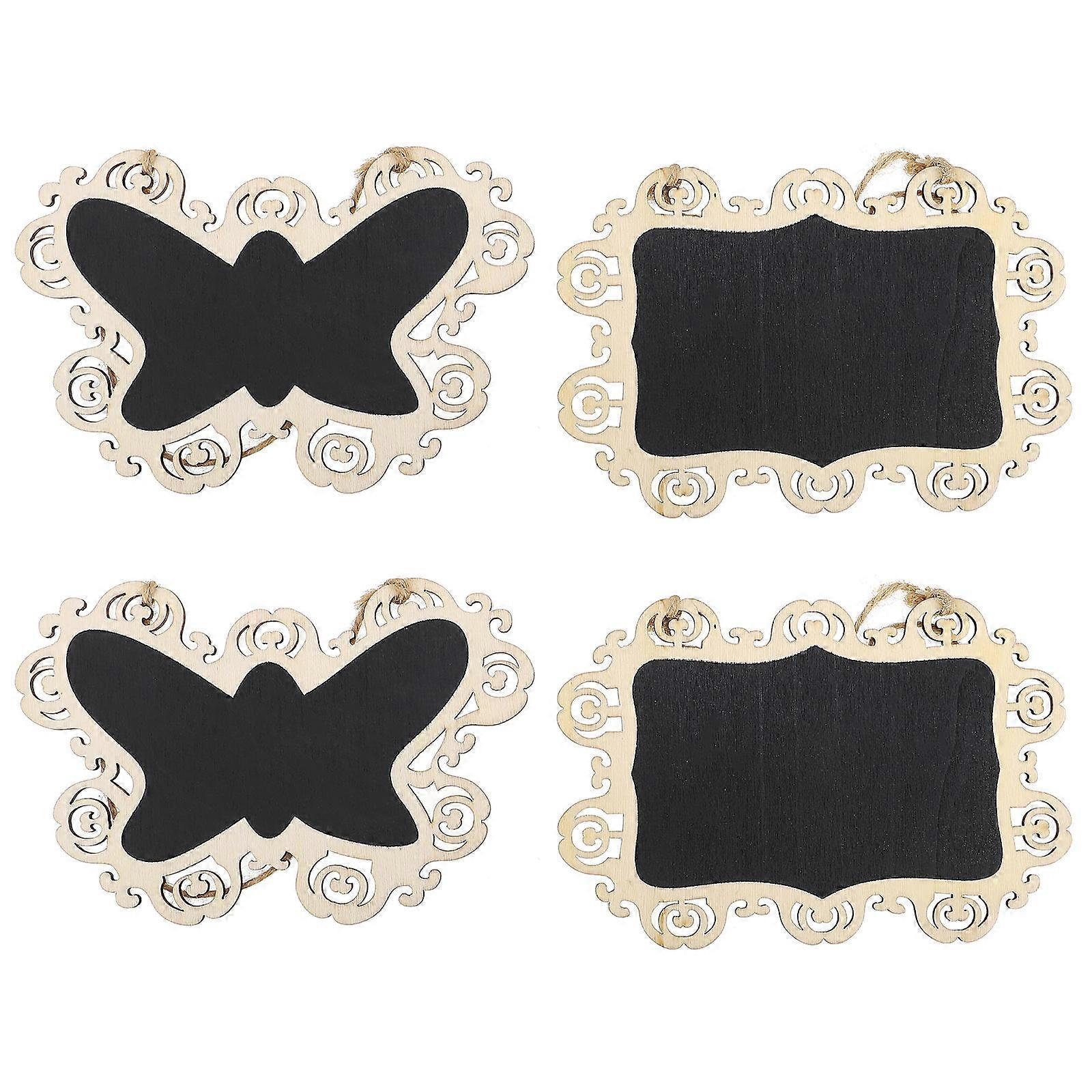 Wooden Hanging Blackboard for Erasable Messages 4Pcs Black Practical Plaques