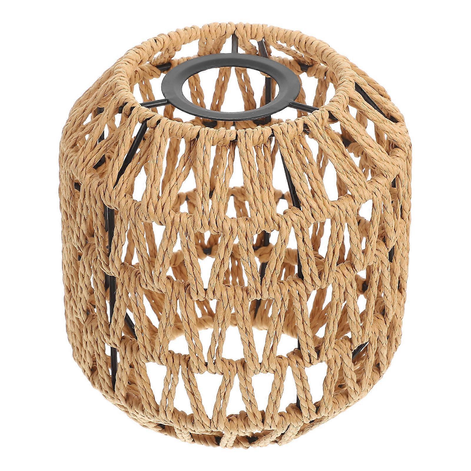 Khaki Woven Paper Rope Lampshade for Pendant Light 2Pcs Pack